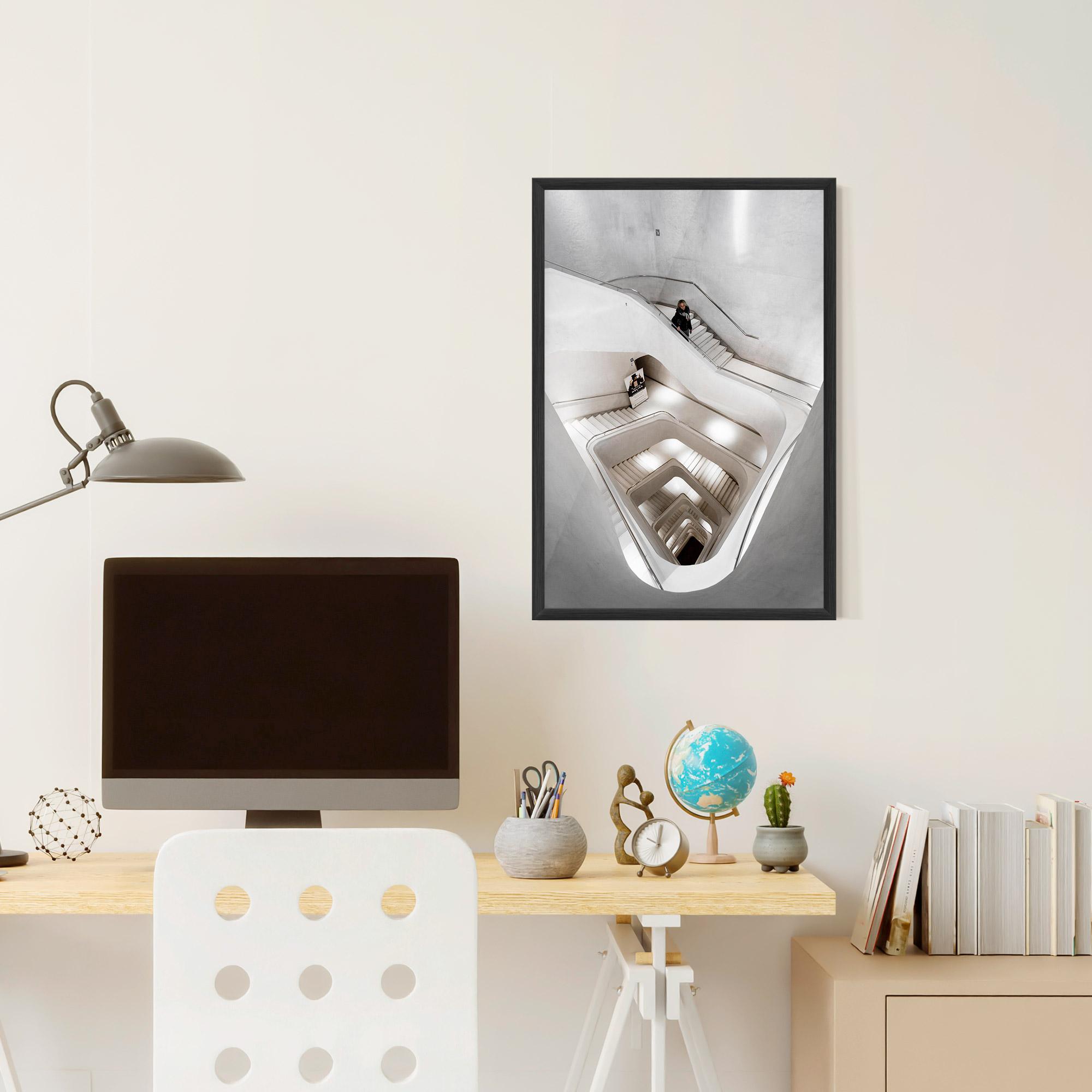 Poster Înrămat White Stairs Spiral mockup 6