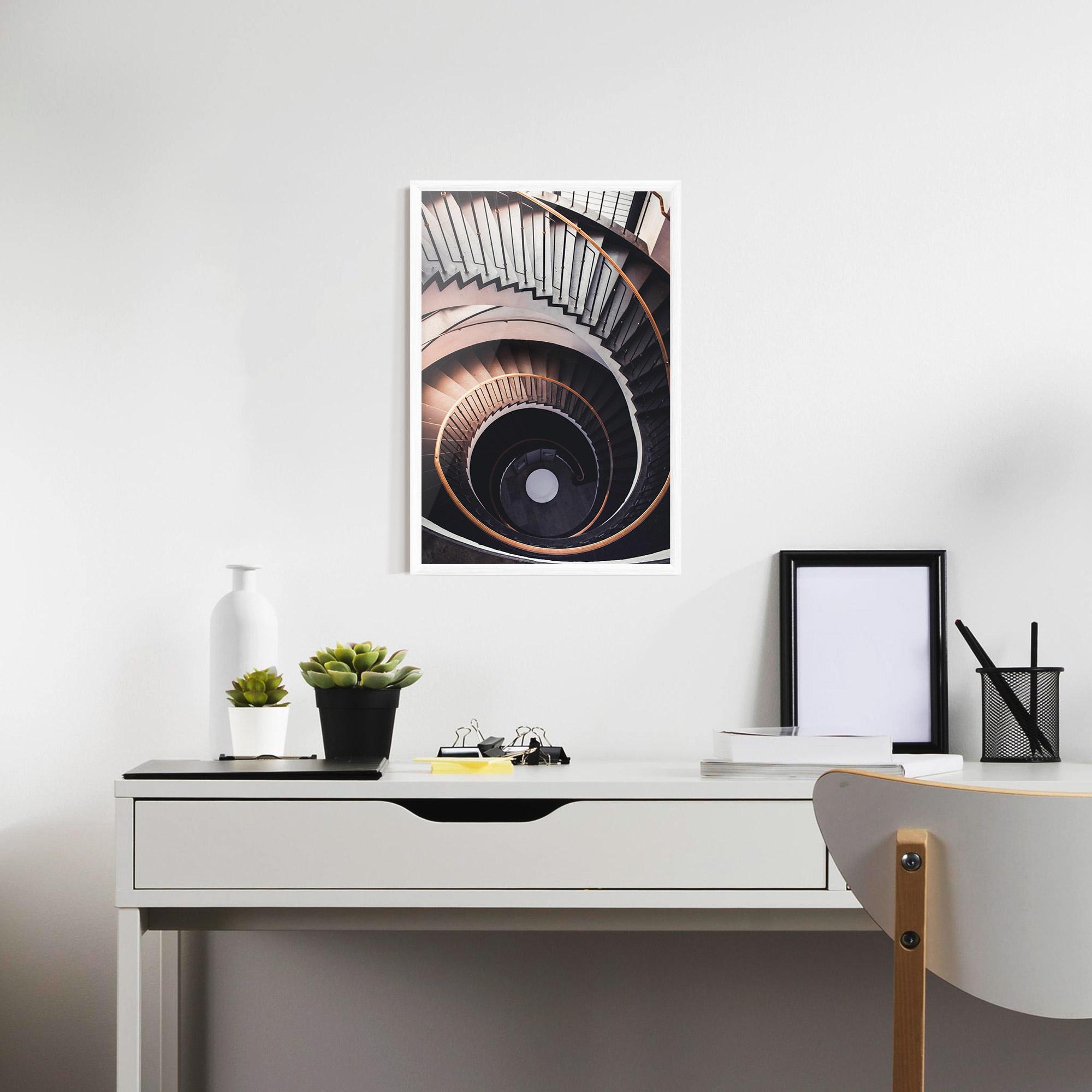 Poster Înrămat Grey Stairs Spiral mockup 7