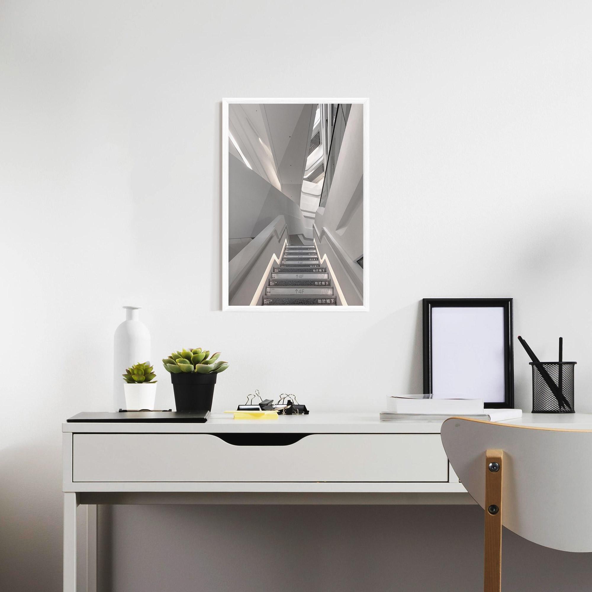 Poster Înrămat White Line Stairs mockup 7