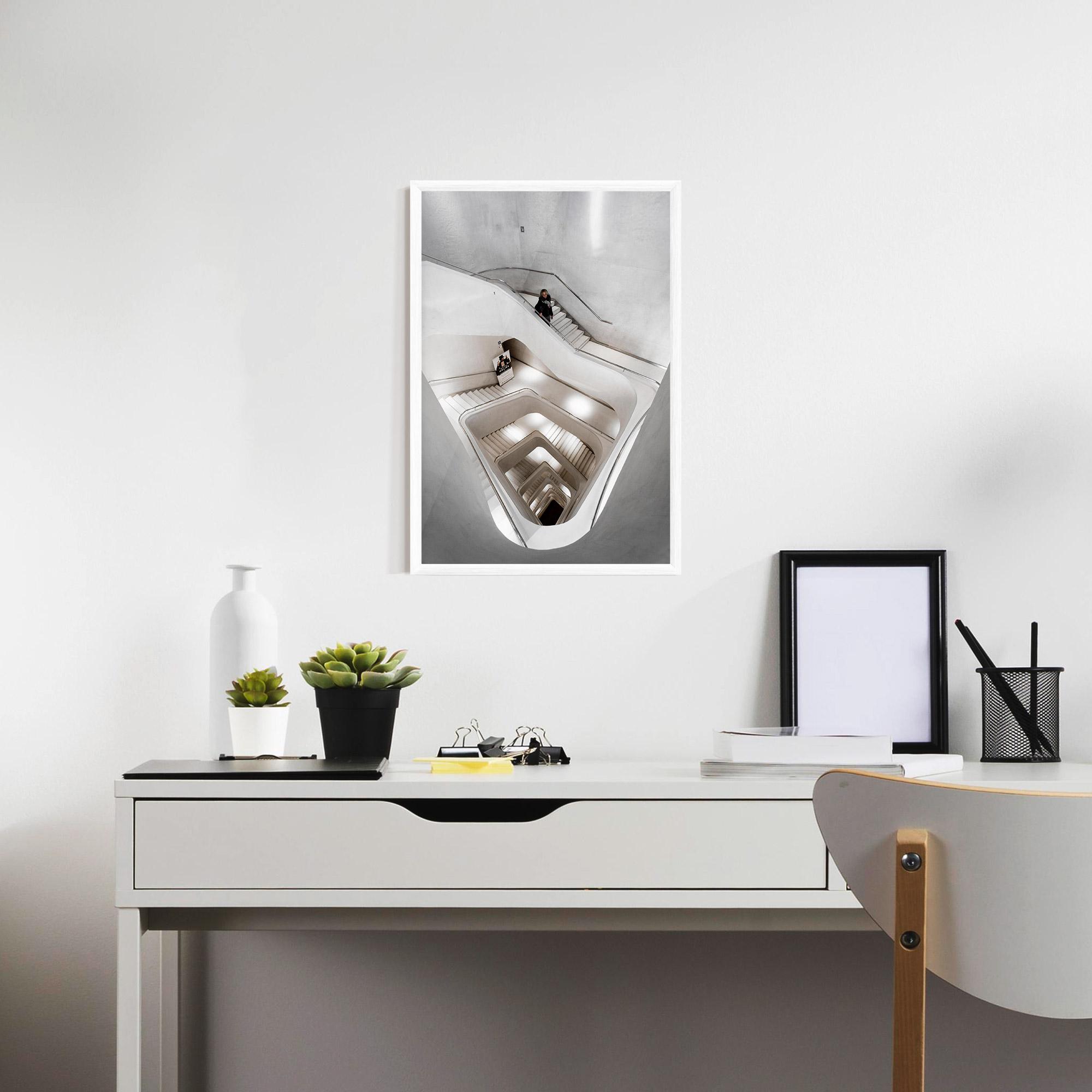 Poster Înrămat White Stairs Spiral mockup 7