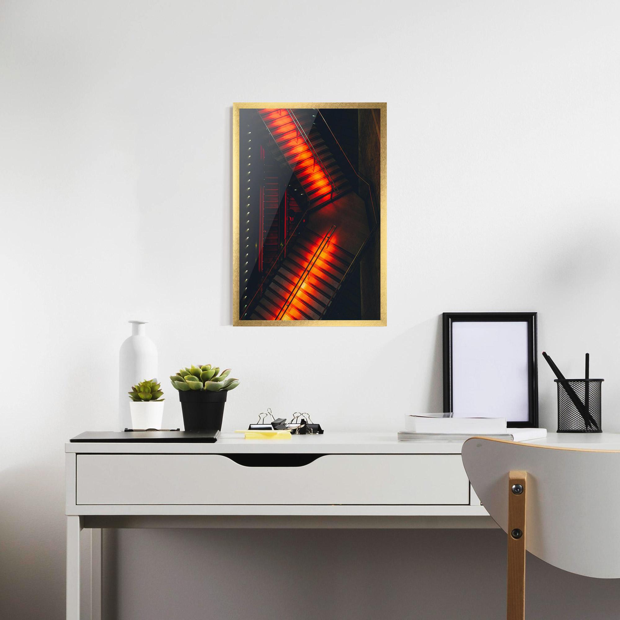 Poster Înrămat Orange Light Stairs mockup 7