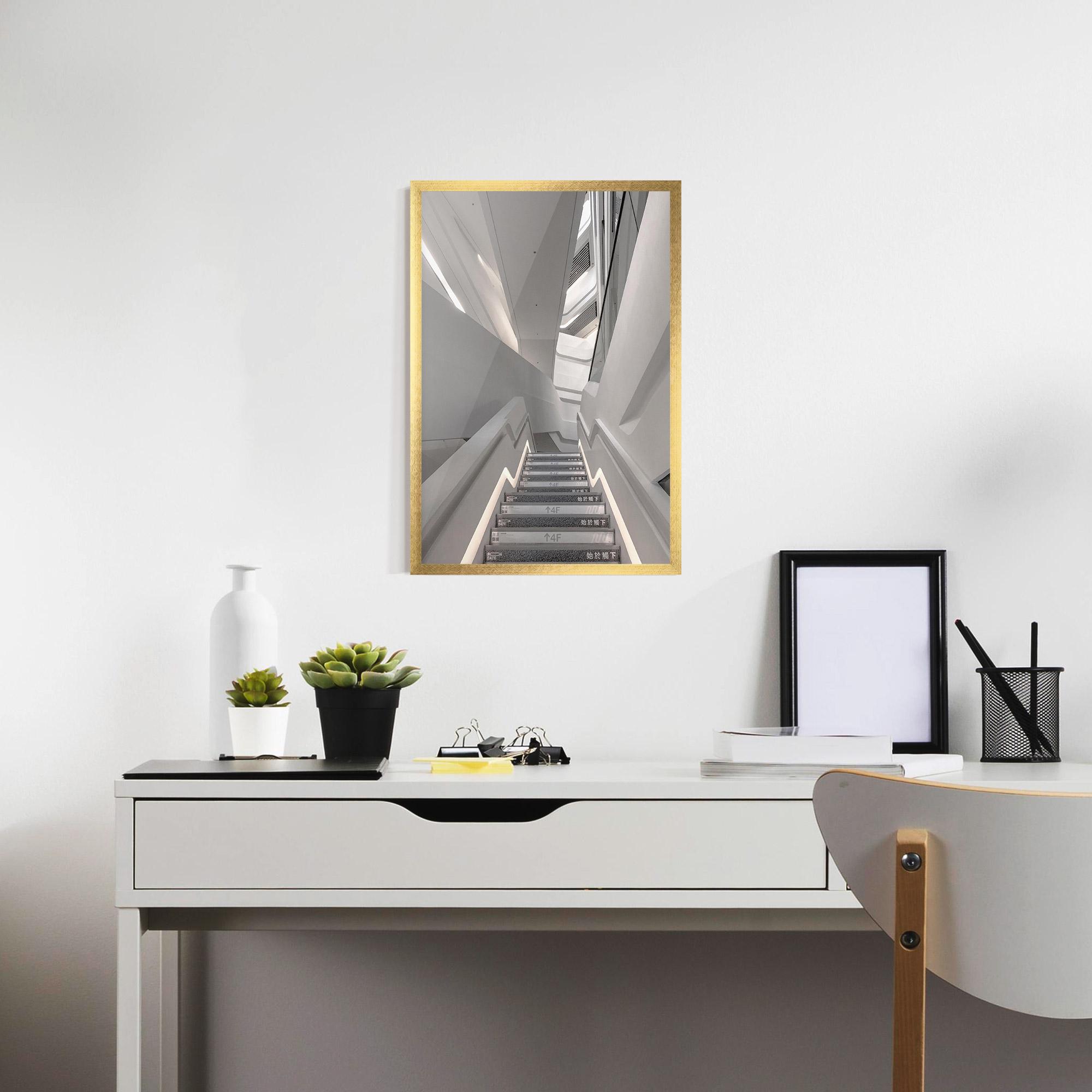 Poster Înrămat White Line Stairs mockup 7
