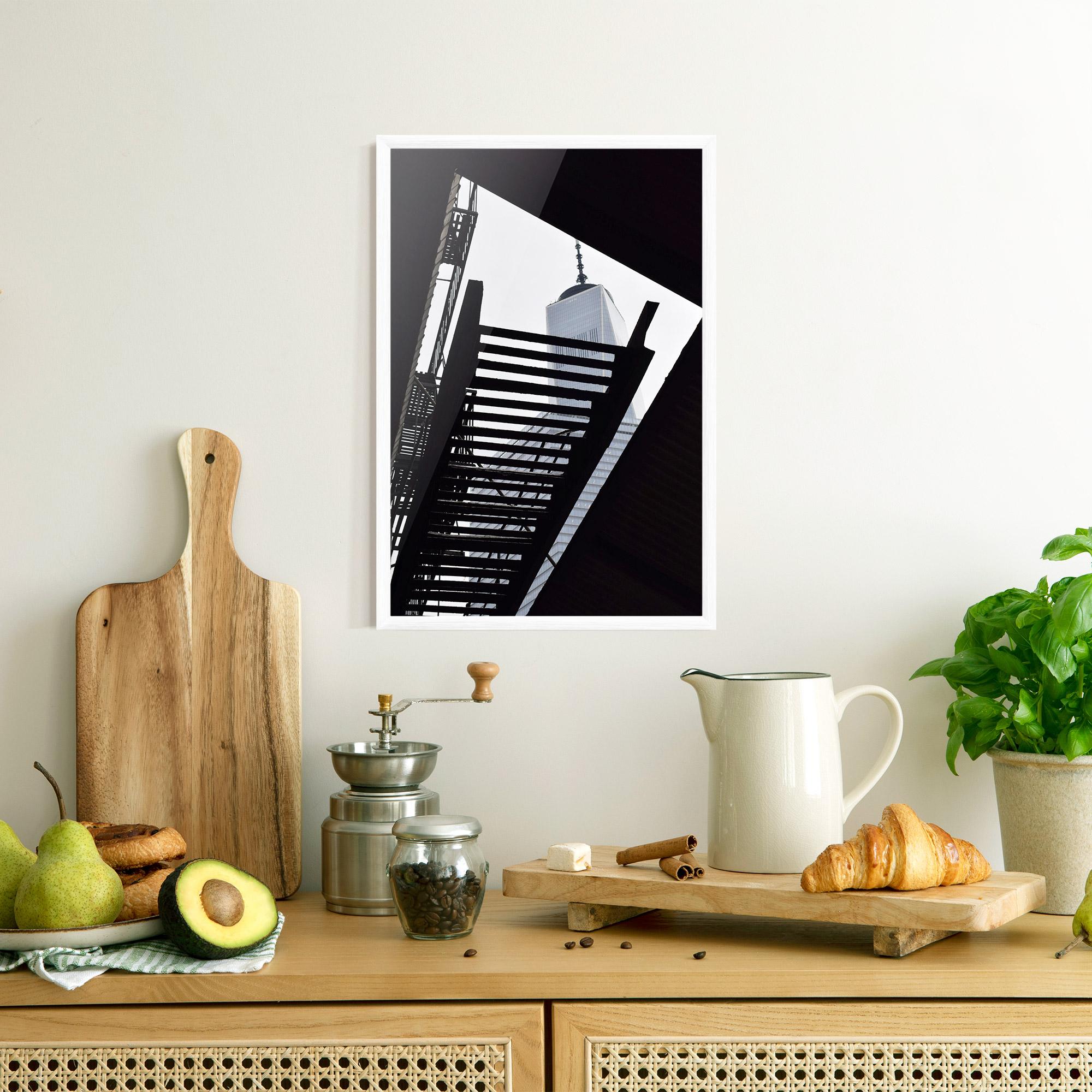 Poster Înrămat Black Stairs Floating mockup 8