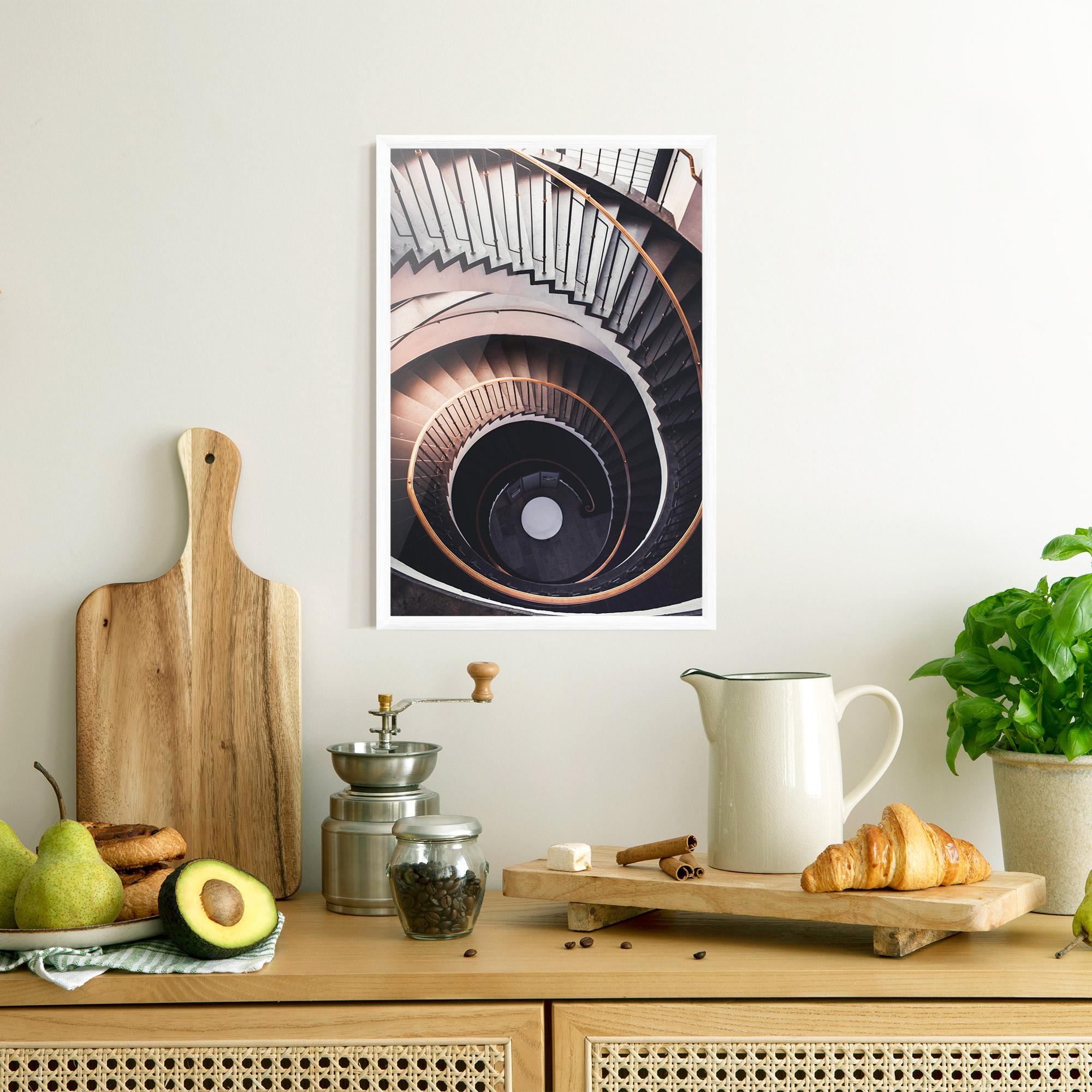 Poster Înrămat Grey Stairs Spiral mockup 8