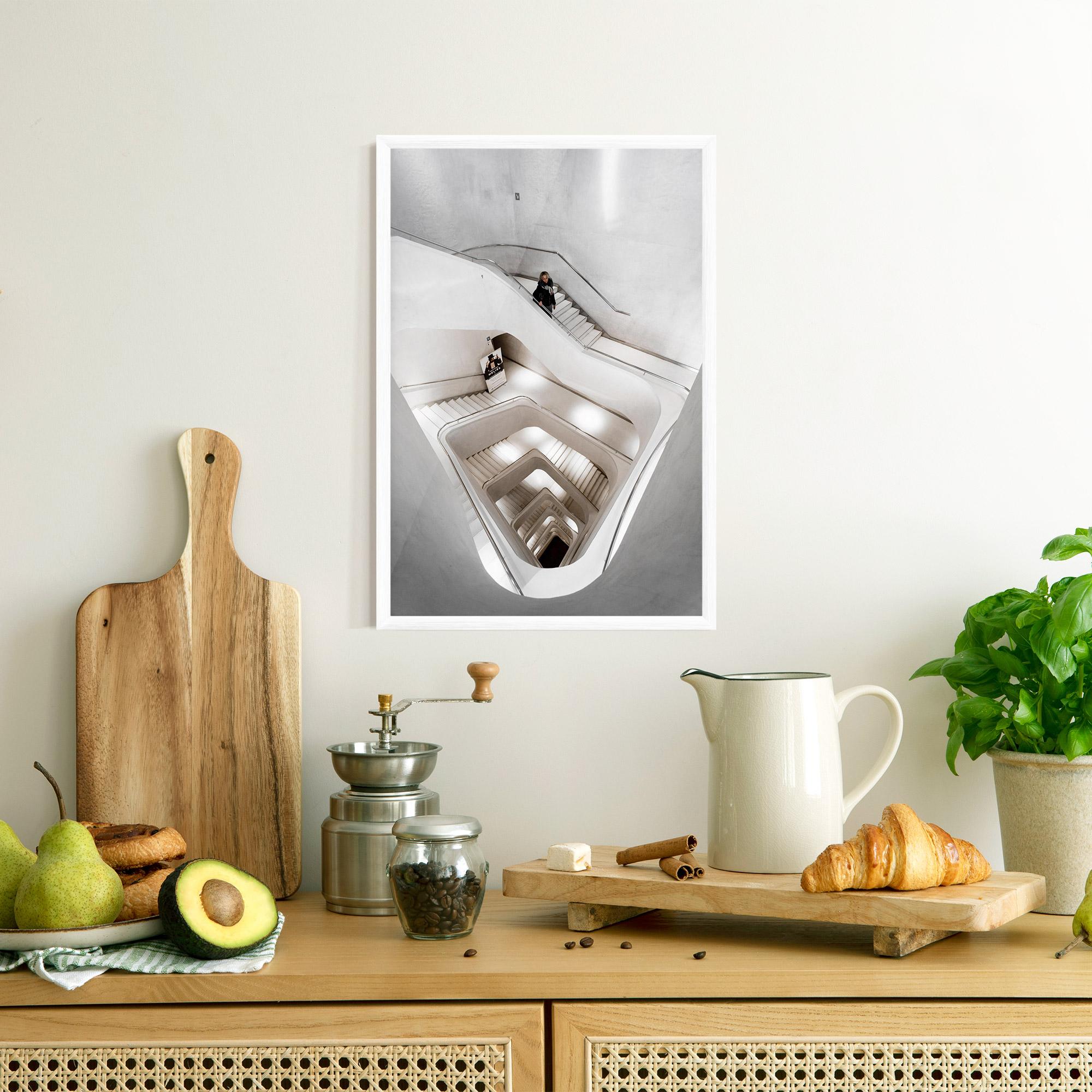 Poster Înrămat White Stairs Spiral mockup 8