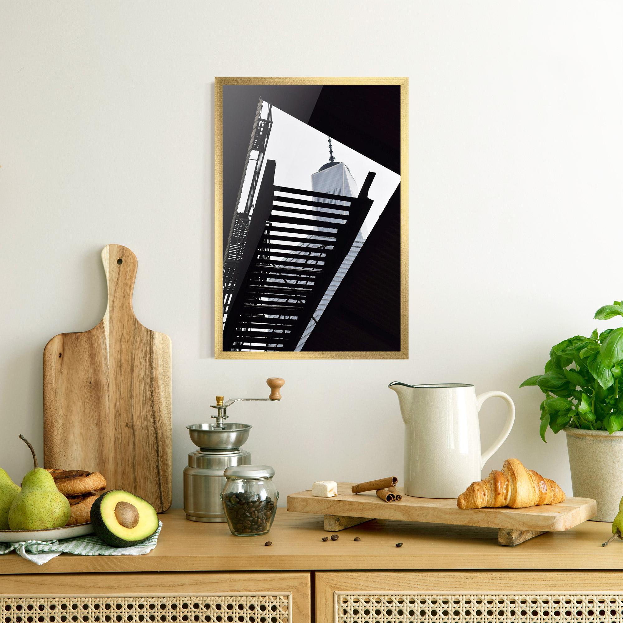 Poster Înrămat Black Stairs Floating mockup 8