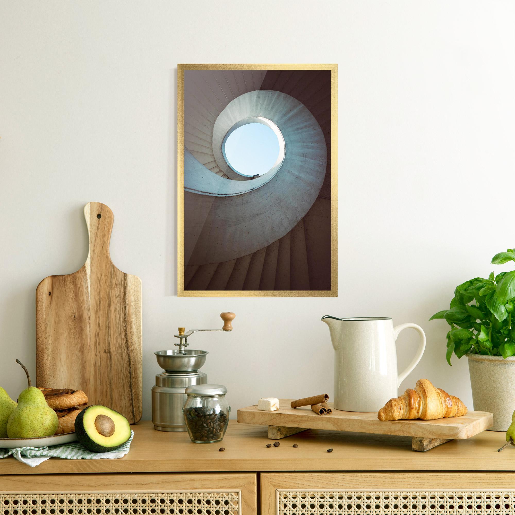 Poster Înrămat Spiral Cream Stairs mockup 8