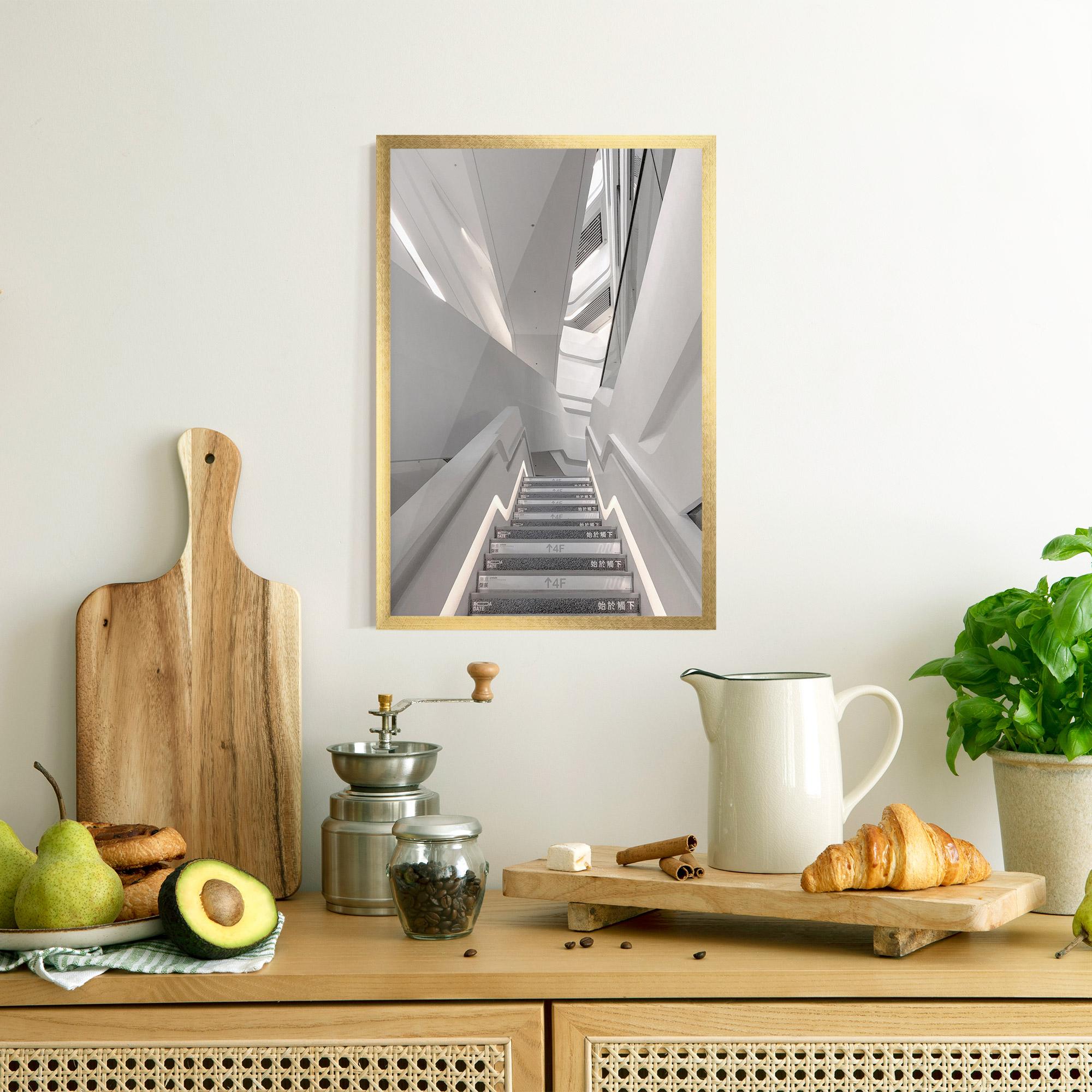 Poster Înrămat White Line Stairs mockup 8