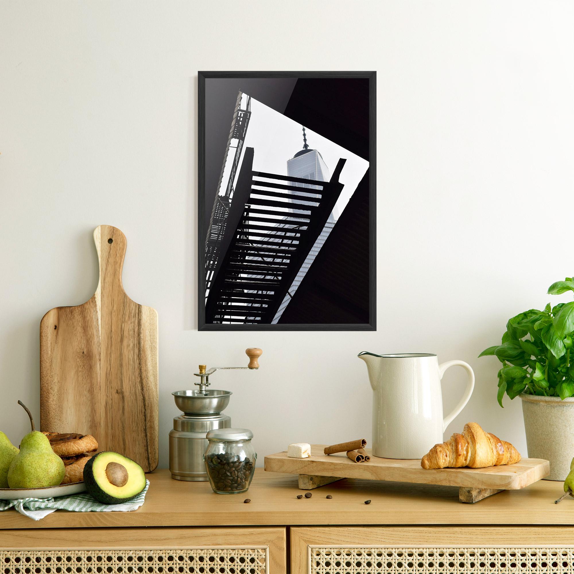 Poster Înrămat Black Stairs Floating mockup 8