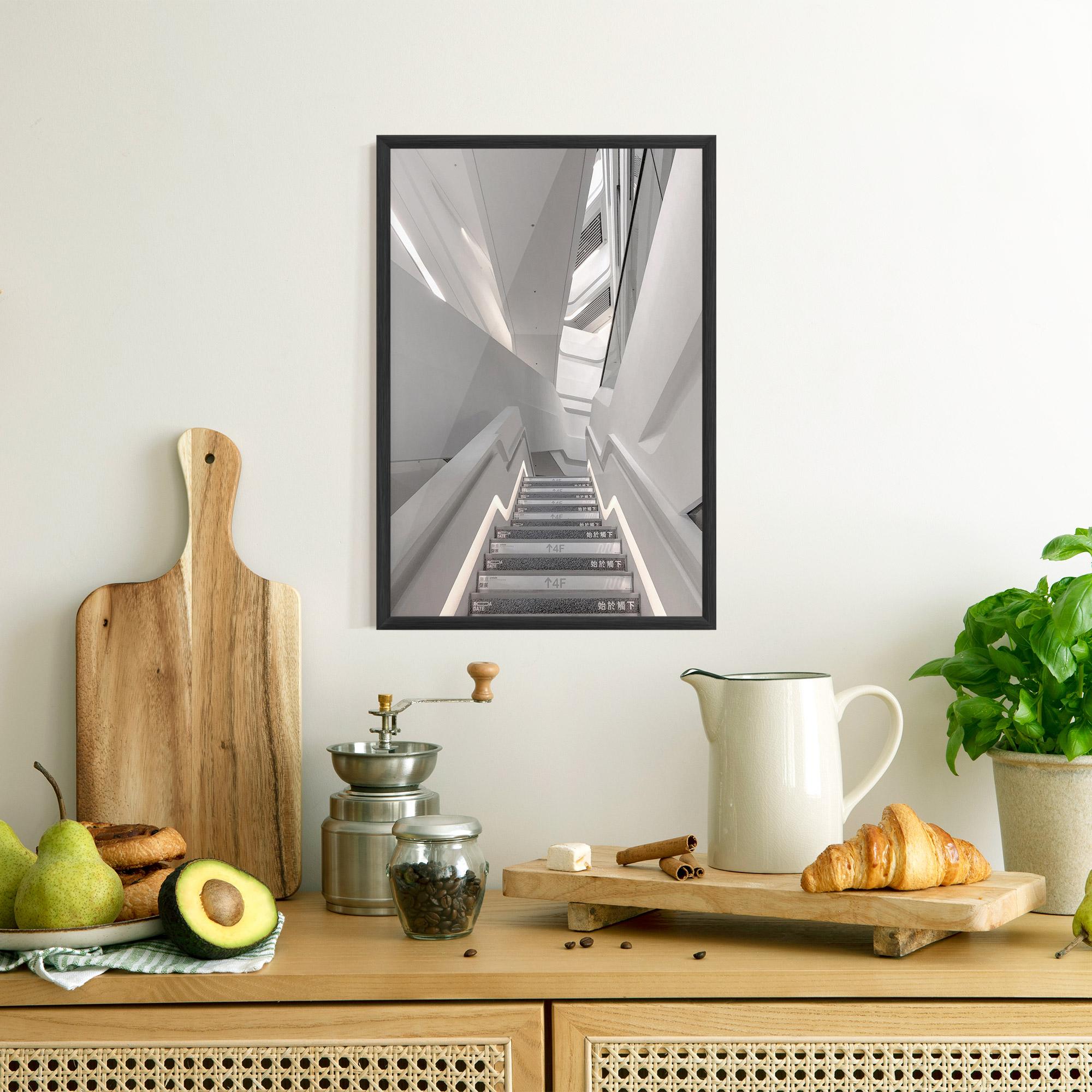 Poster Înrămat White Line Stairs mockup 8