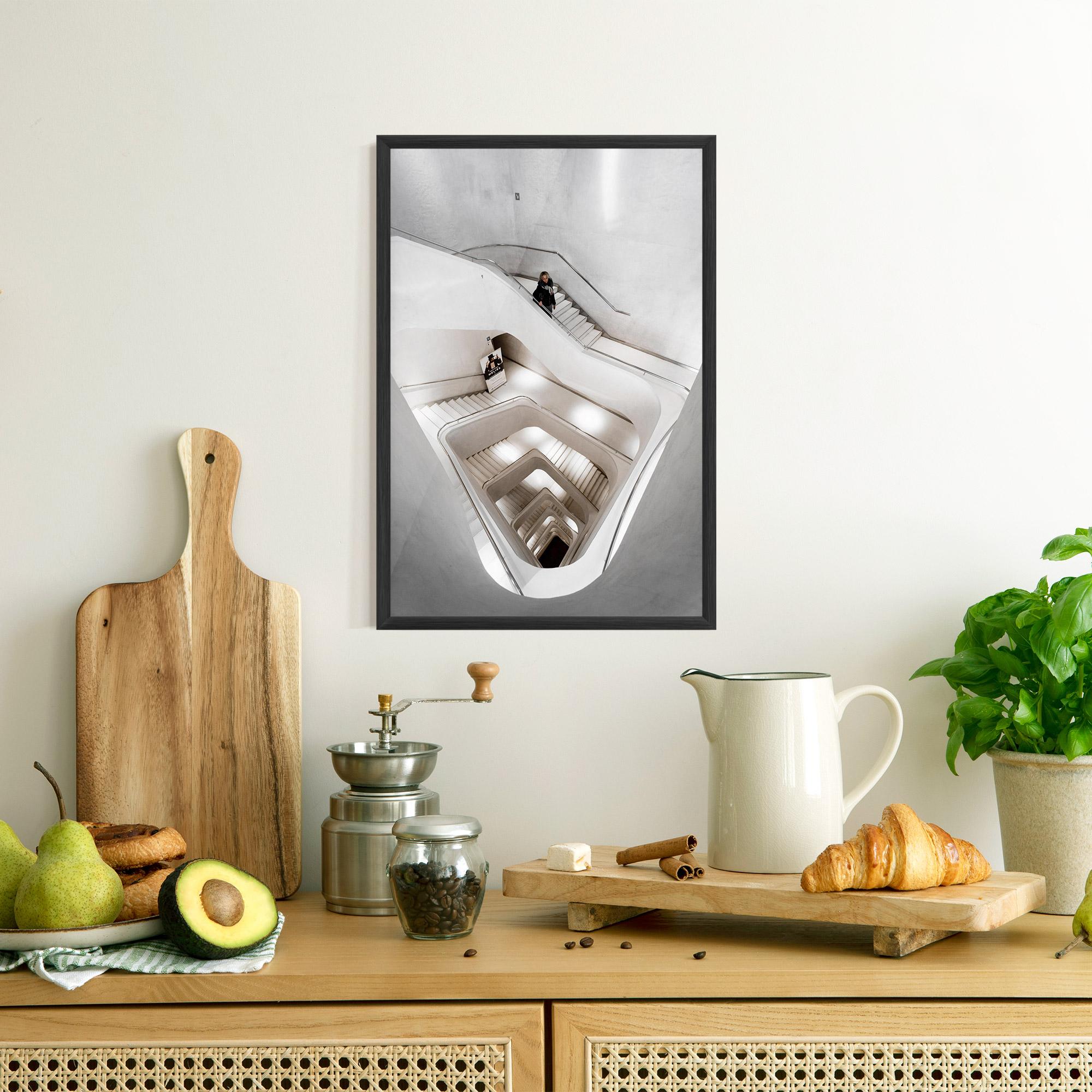 Poster Înrămat White Stairs Spiral mockup 8