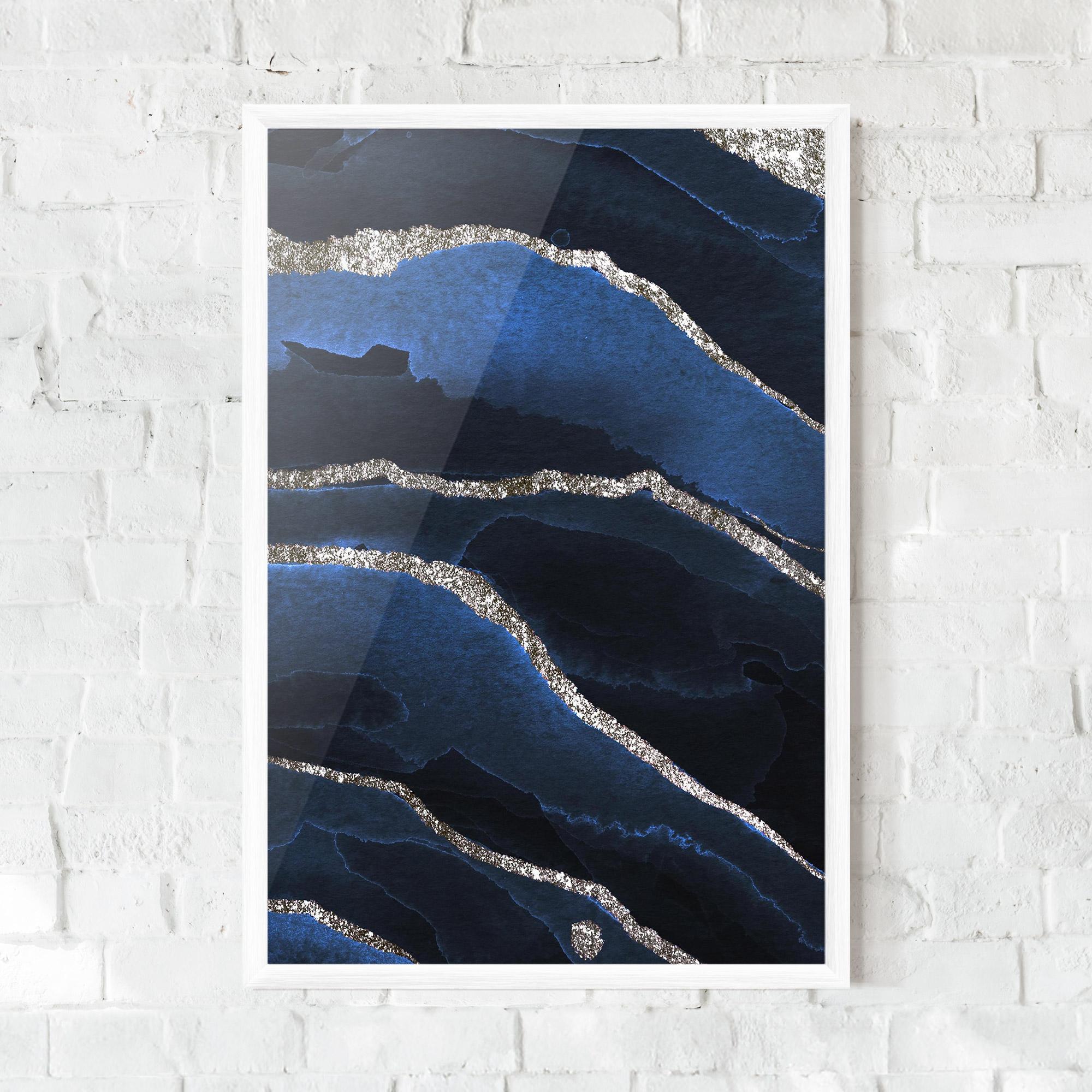 Poster Înrămat Golden Lines With Blue mockup 0