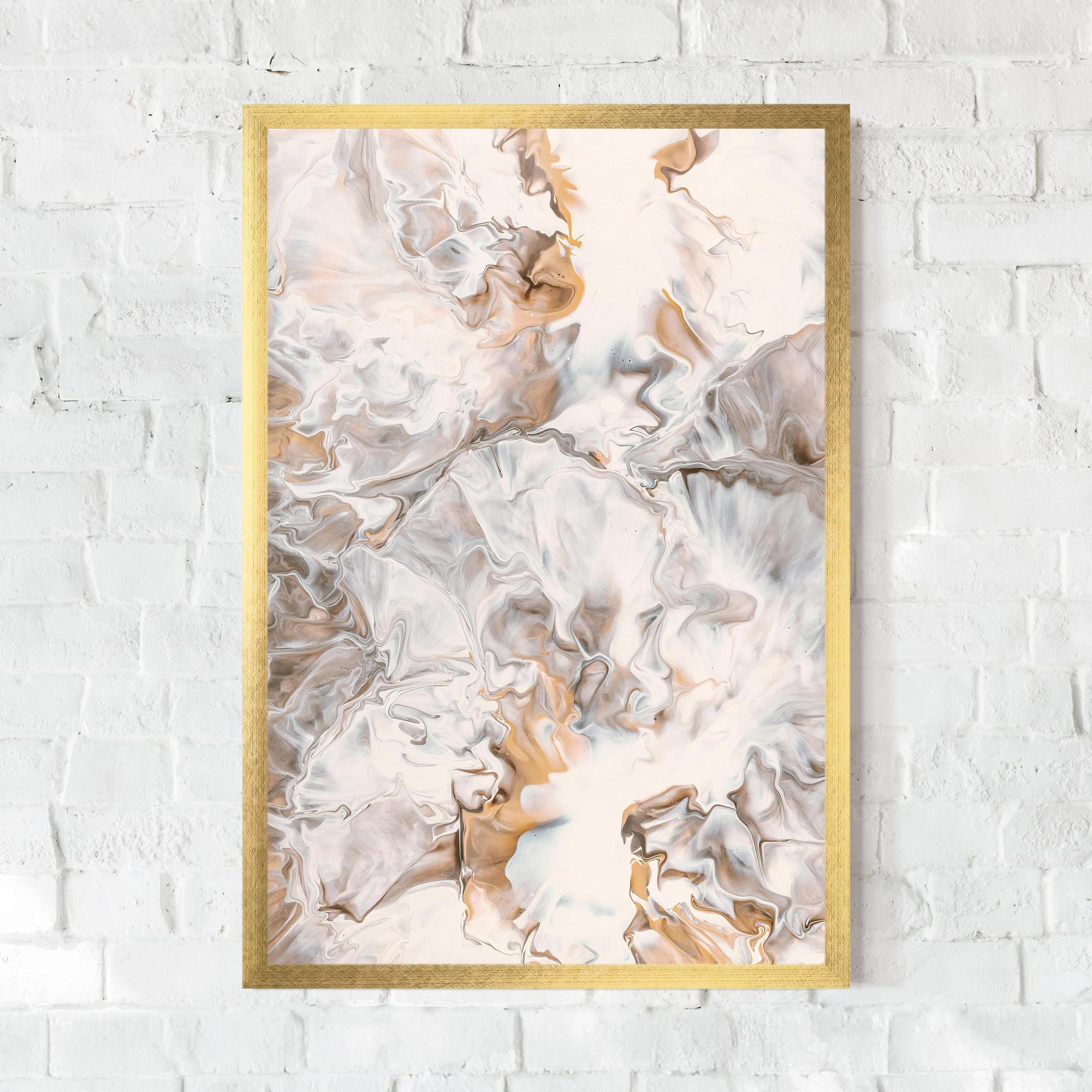Poster Înrămat White Gold Abstract mockup 0