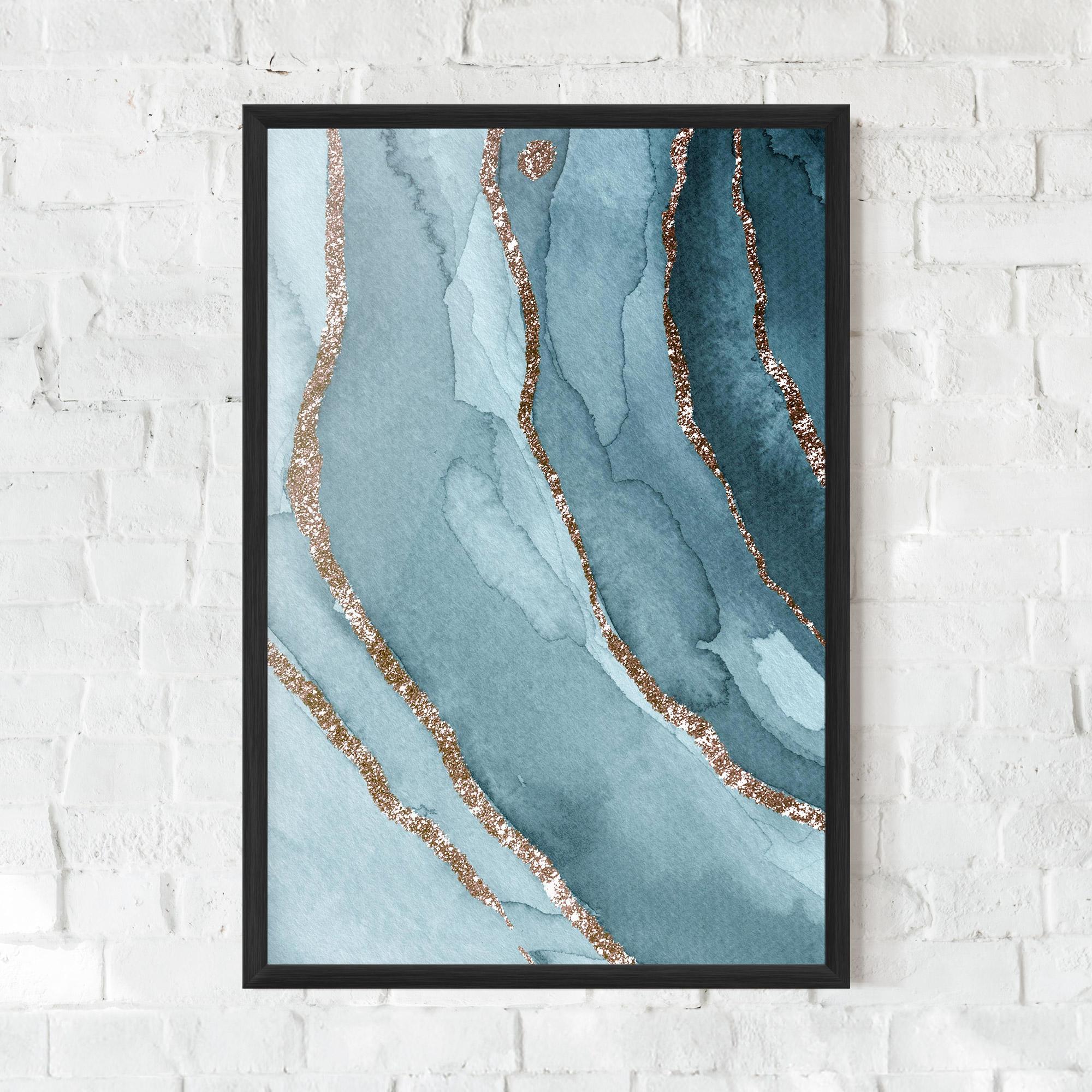 Poster Înrămat Blue Golden Glitter mockup 0