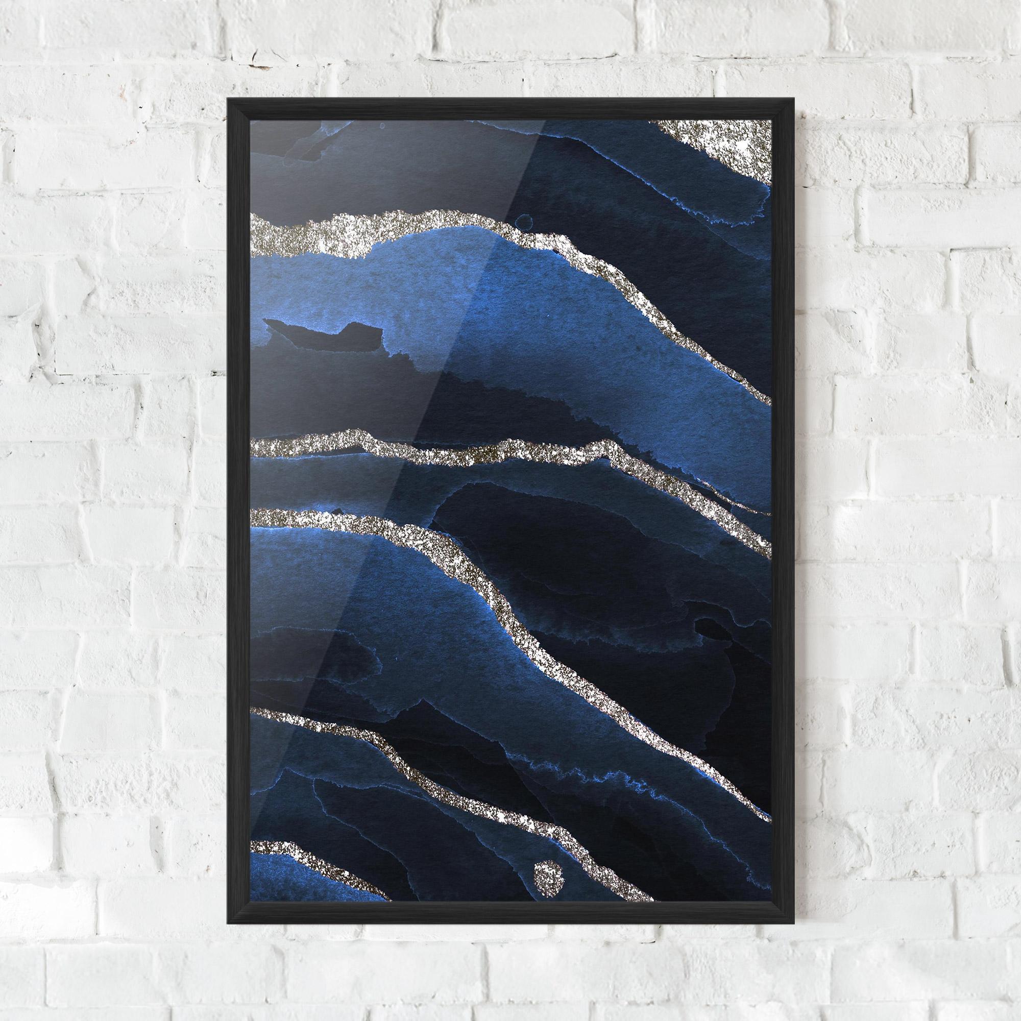 Poster Înrămat Golden Lines With Blue mockup 0