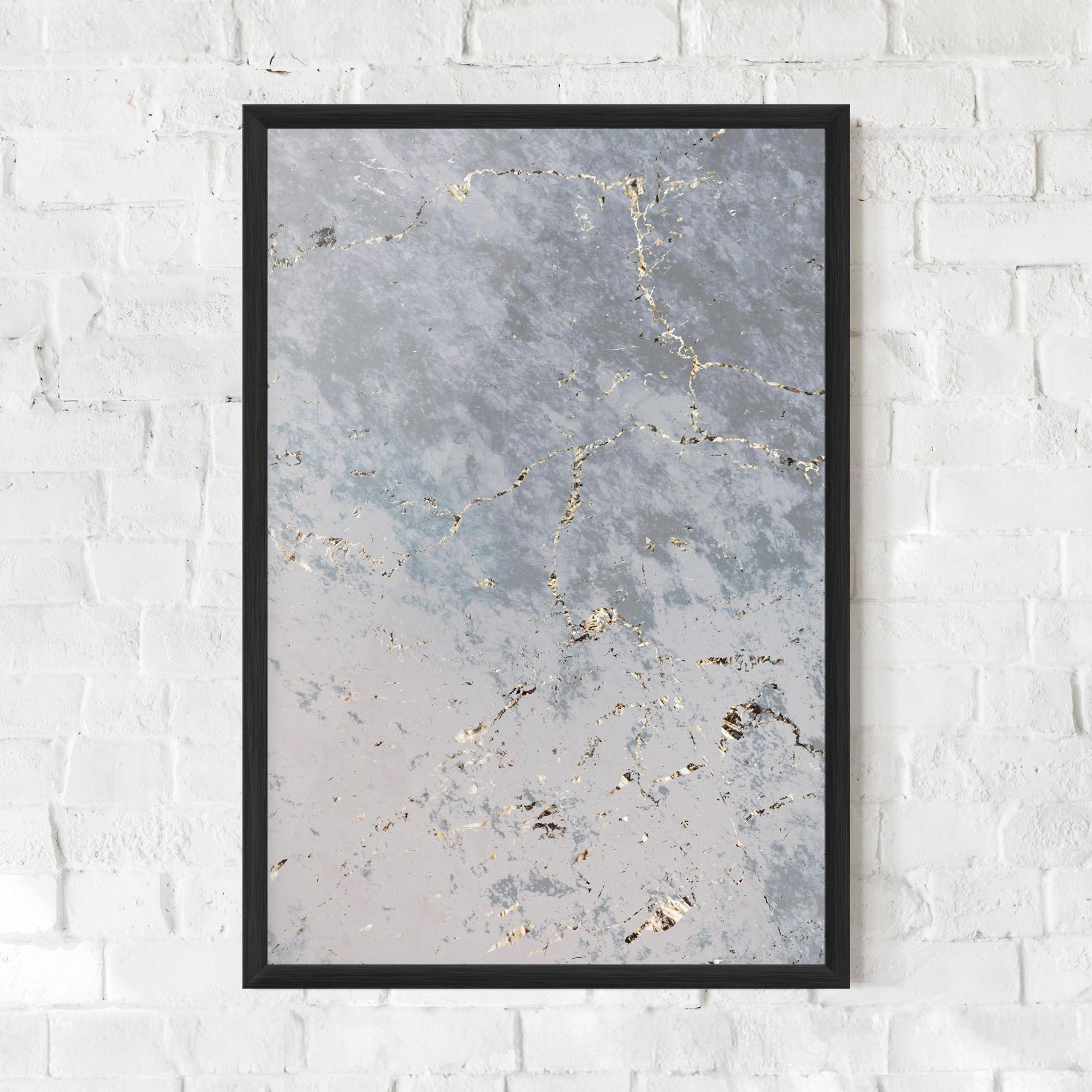 Poster Înrămat Light Blue Golden Lines mockup 0