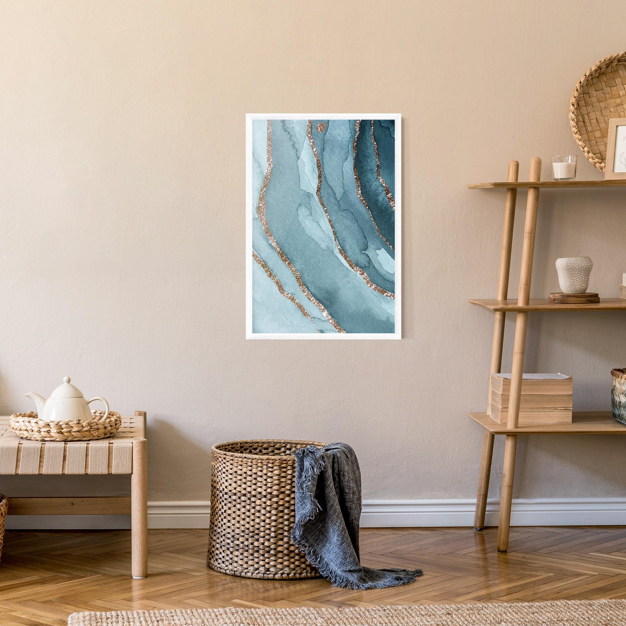 Poster Înrămat Blue Golden Glitter mockup 9