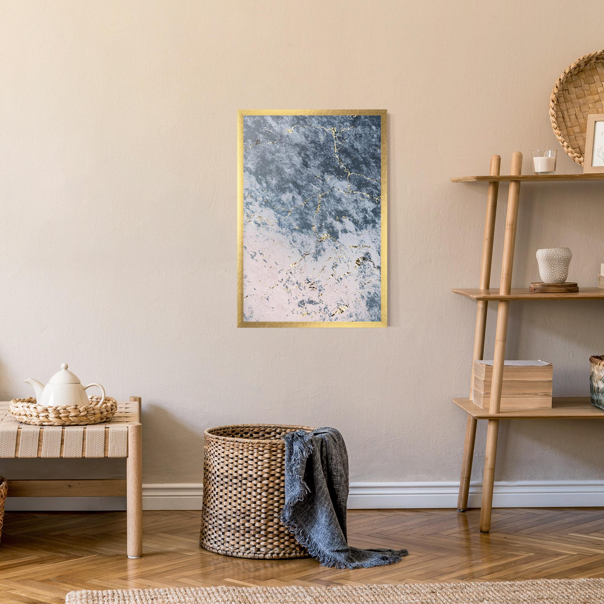 Poster Înrămat Blue Golden Lines mockup 9