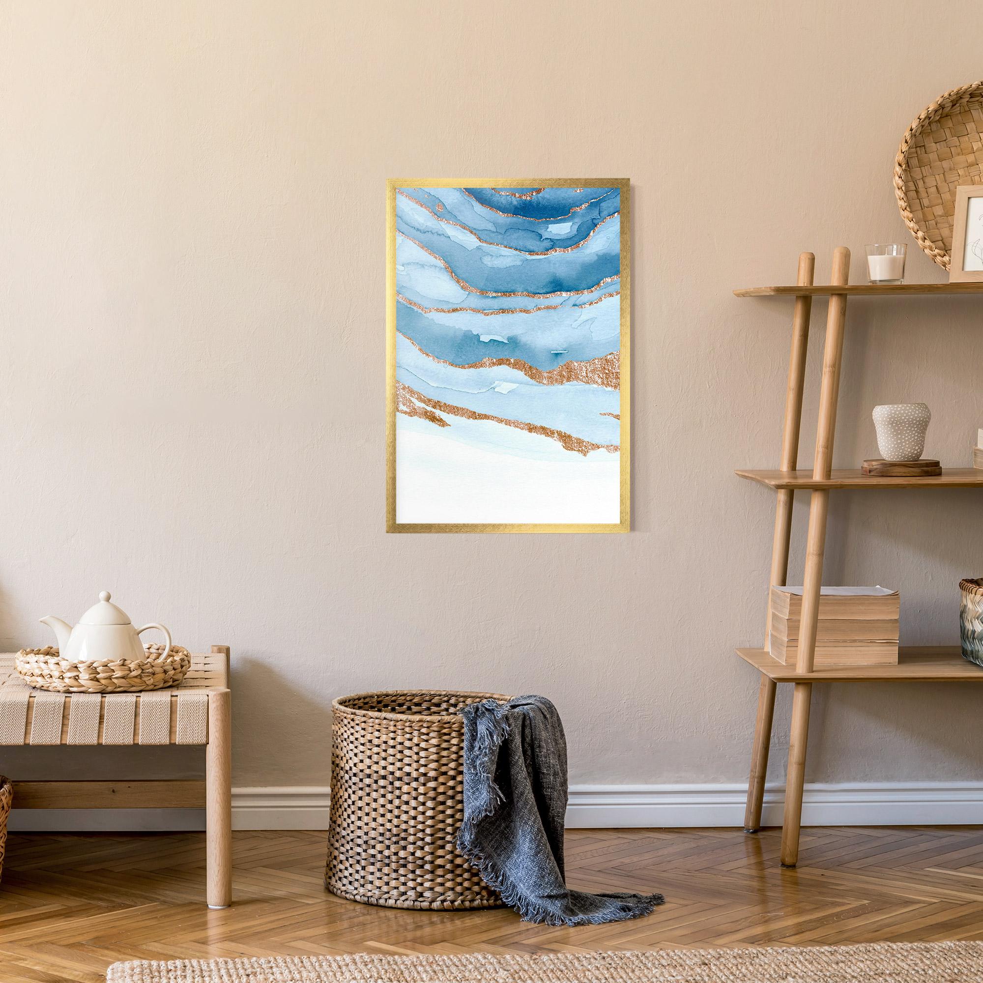 Poster Înrămat Golden Glitter Blue mockup 9