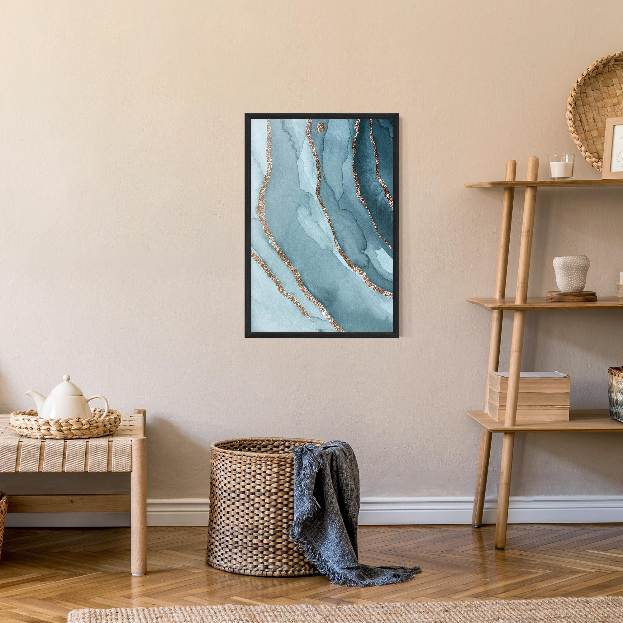 Poster Înrămat Blue Golden Glitter mockup 9