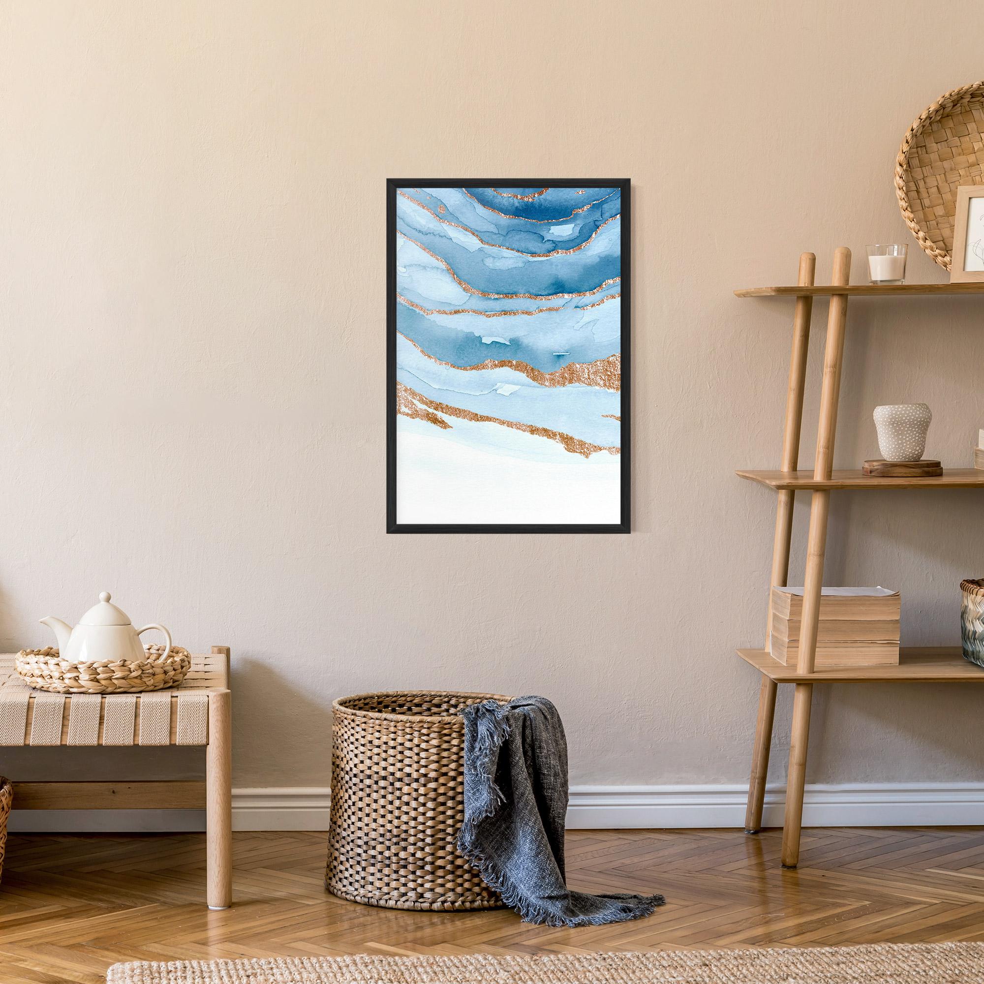 Poster Înrămat Golden Glitter Blue mockup 9