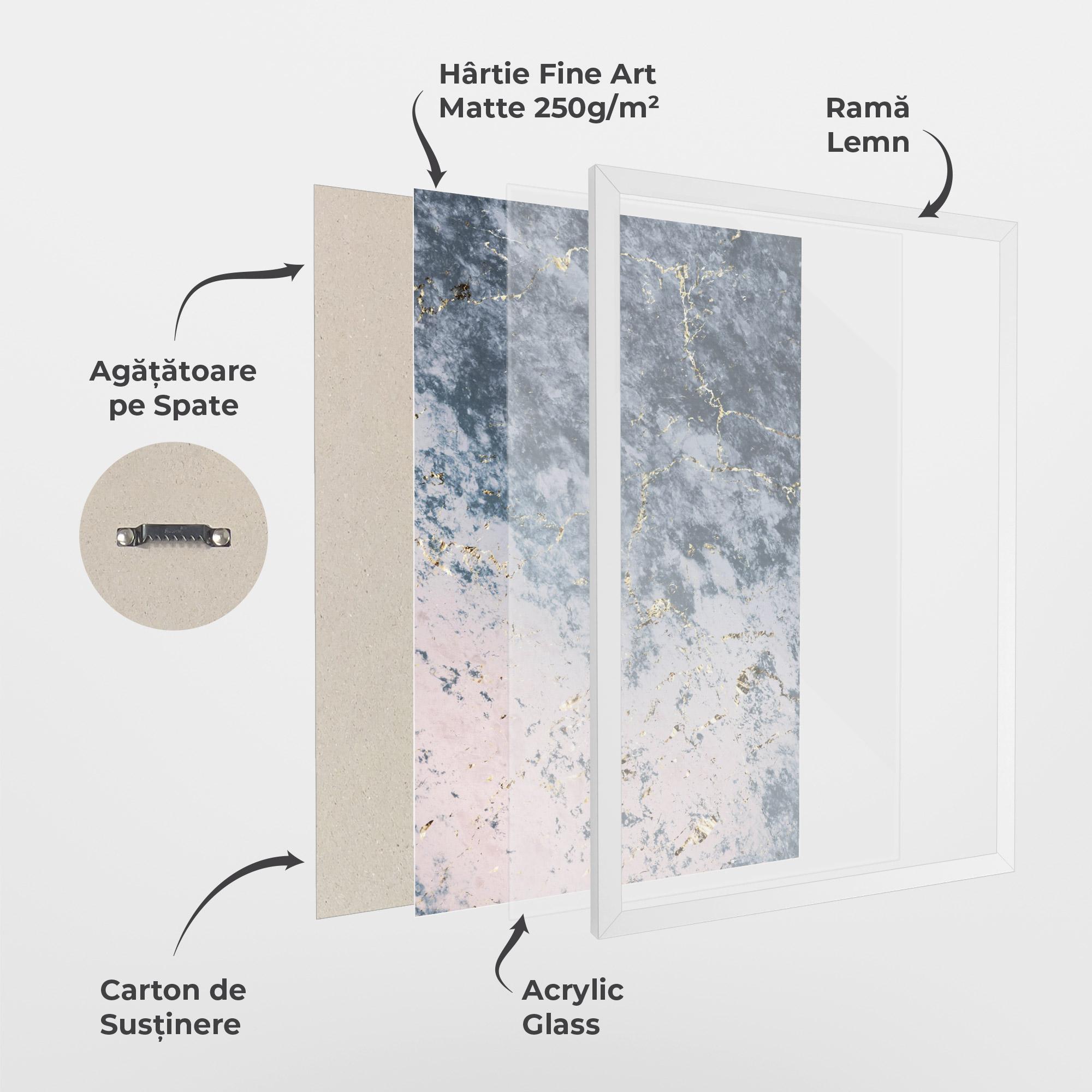 Poster Înrămat Blue Golden Lines mockup 1