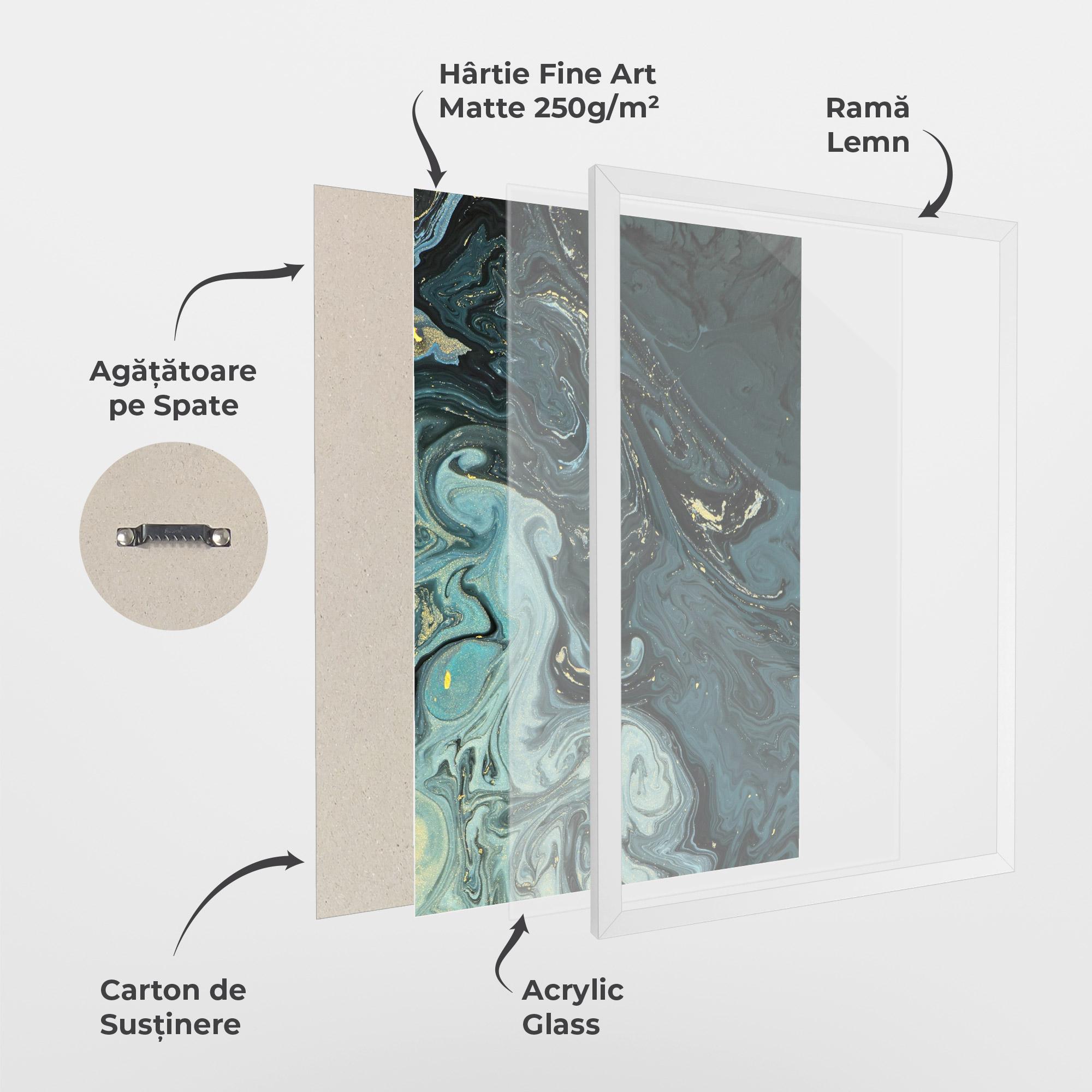 Poster Înrămat Dark Blue Golden Marble mockup 1