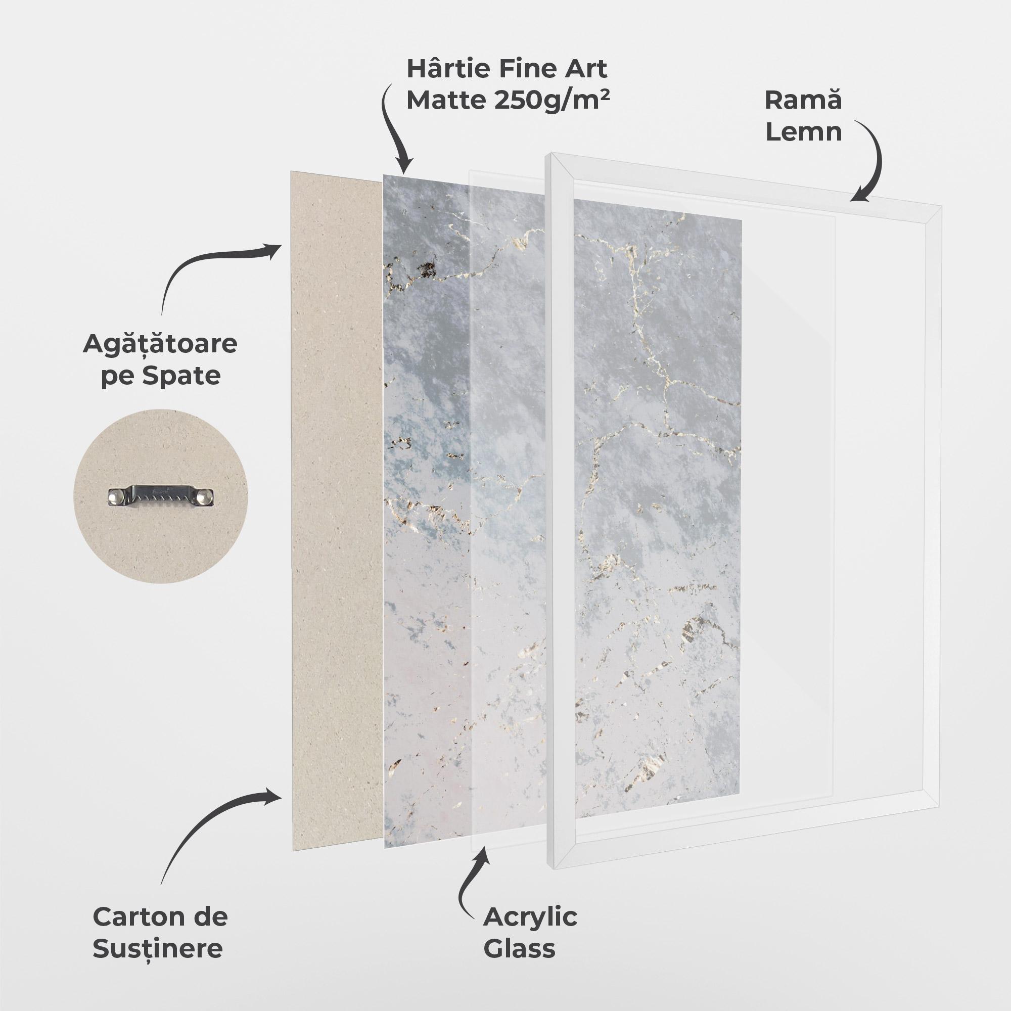 Poster Înrămat Light Blue Golden Lines mockup 1