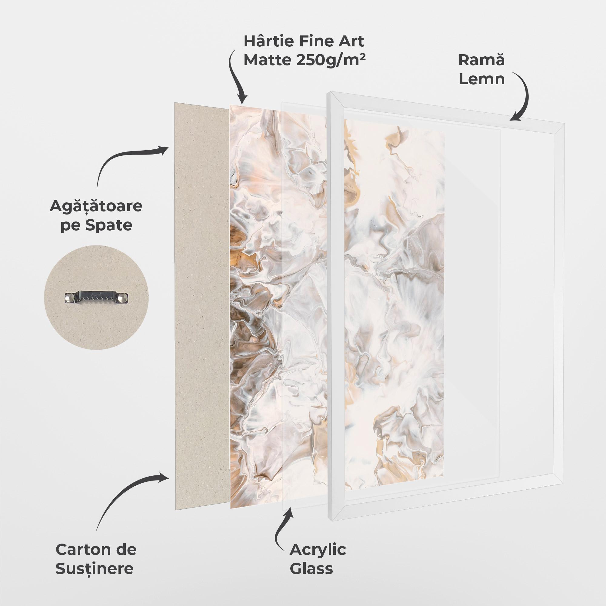 Poster Înrămat White Gold Abstract mockup 1