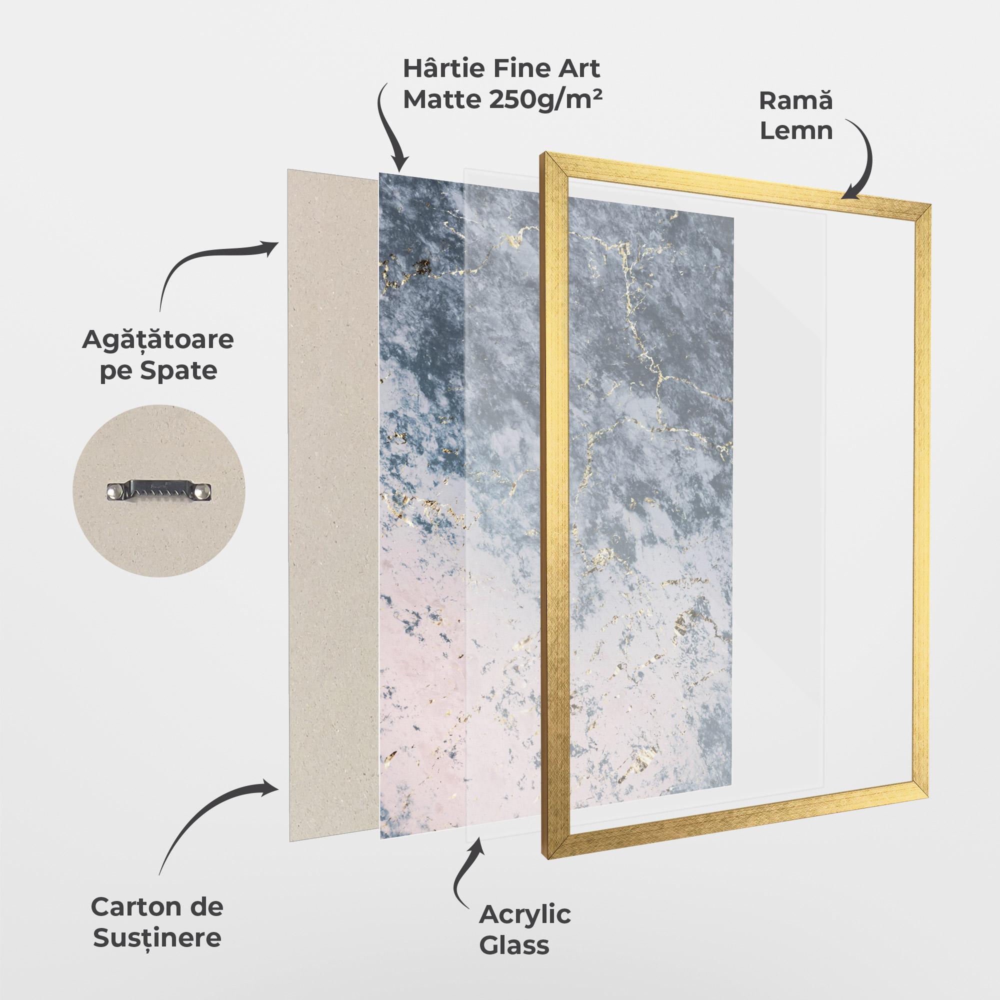 Poster Înrămat Blue Golden Lines mockup 1