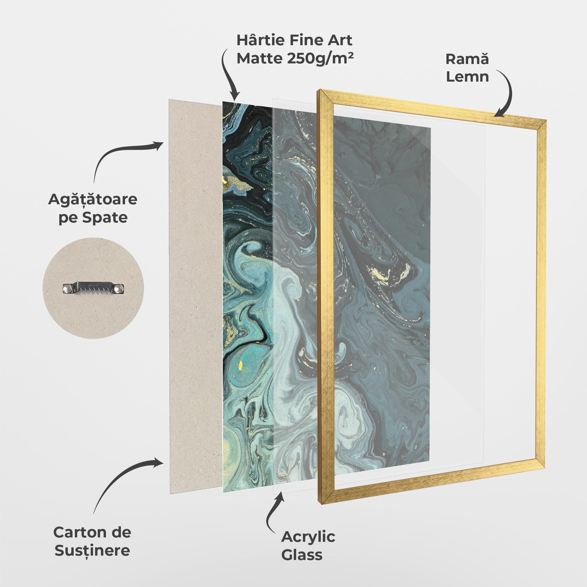 Poster Înrămat Dark Blue Golden Marble mockup 1