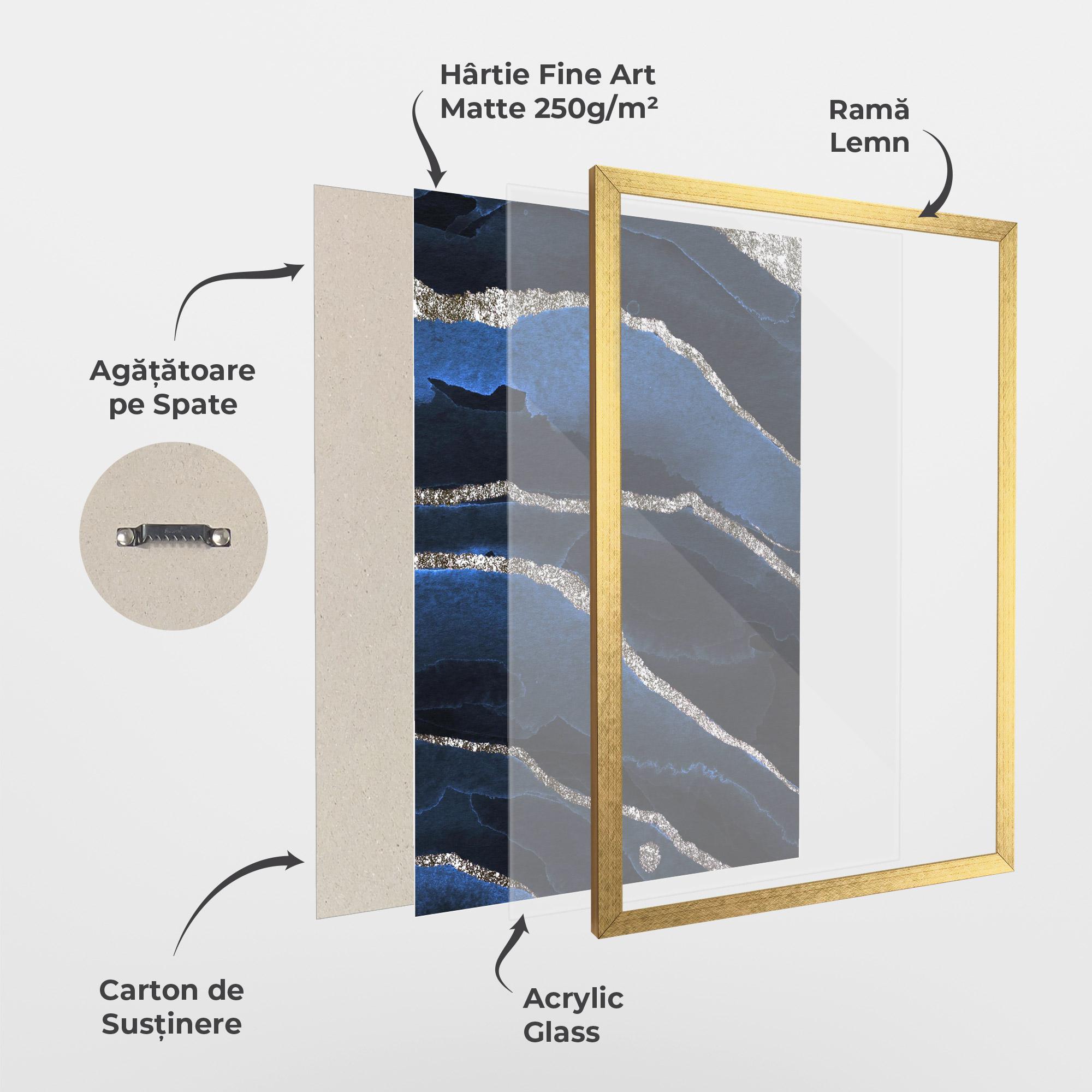 Poster Înrămat Golden Lines With Blue mockup 1