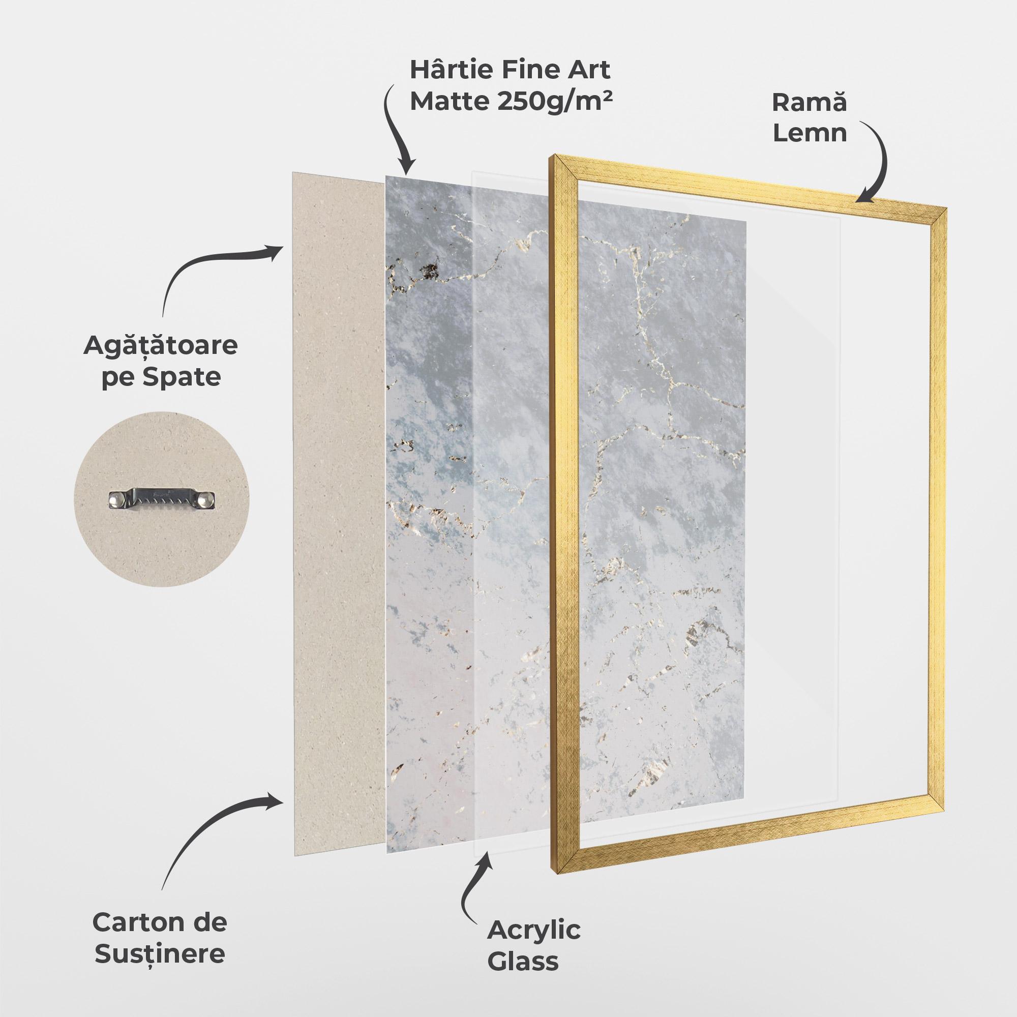 Poster Înrămat Light Blue Golden Lines mockup 1