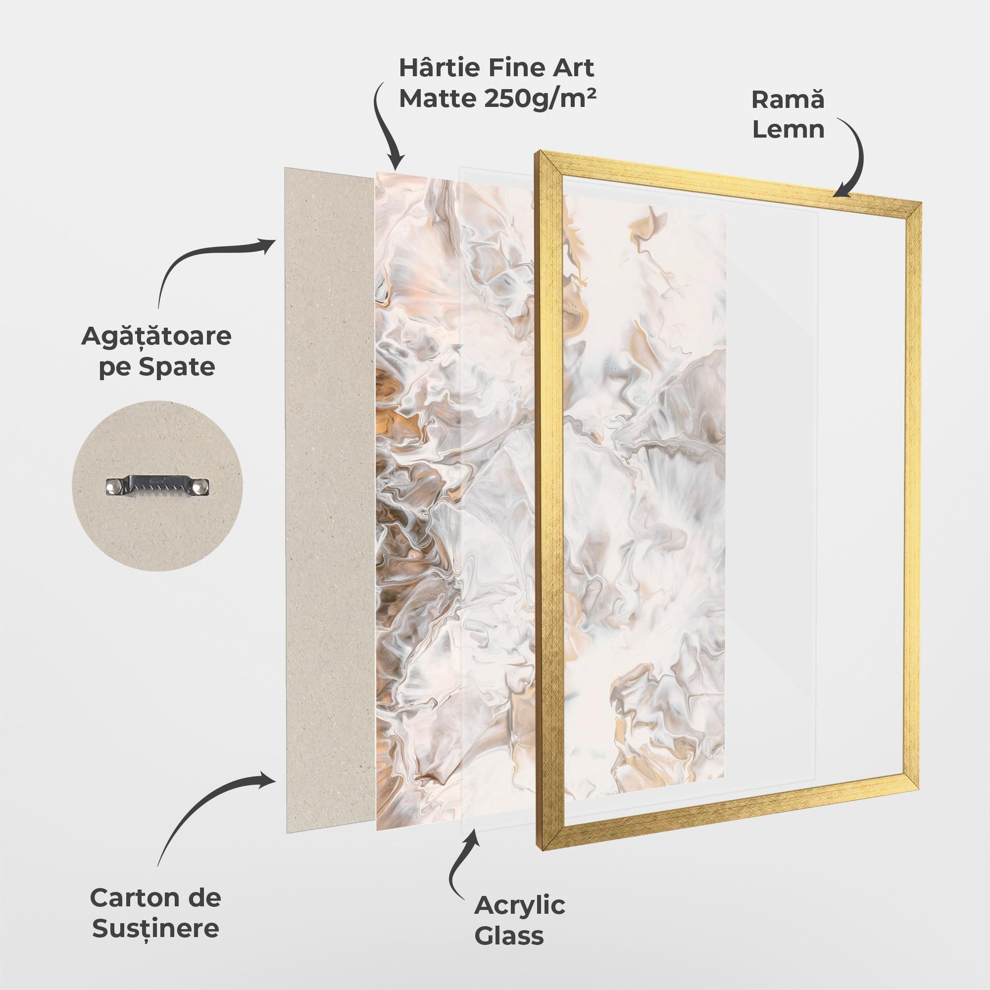 Poster Înrămat White Gold Abstract mockup 1