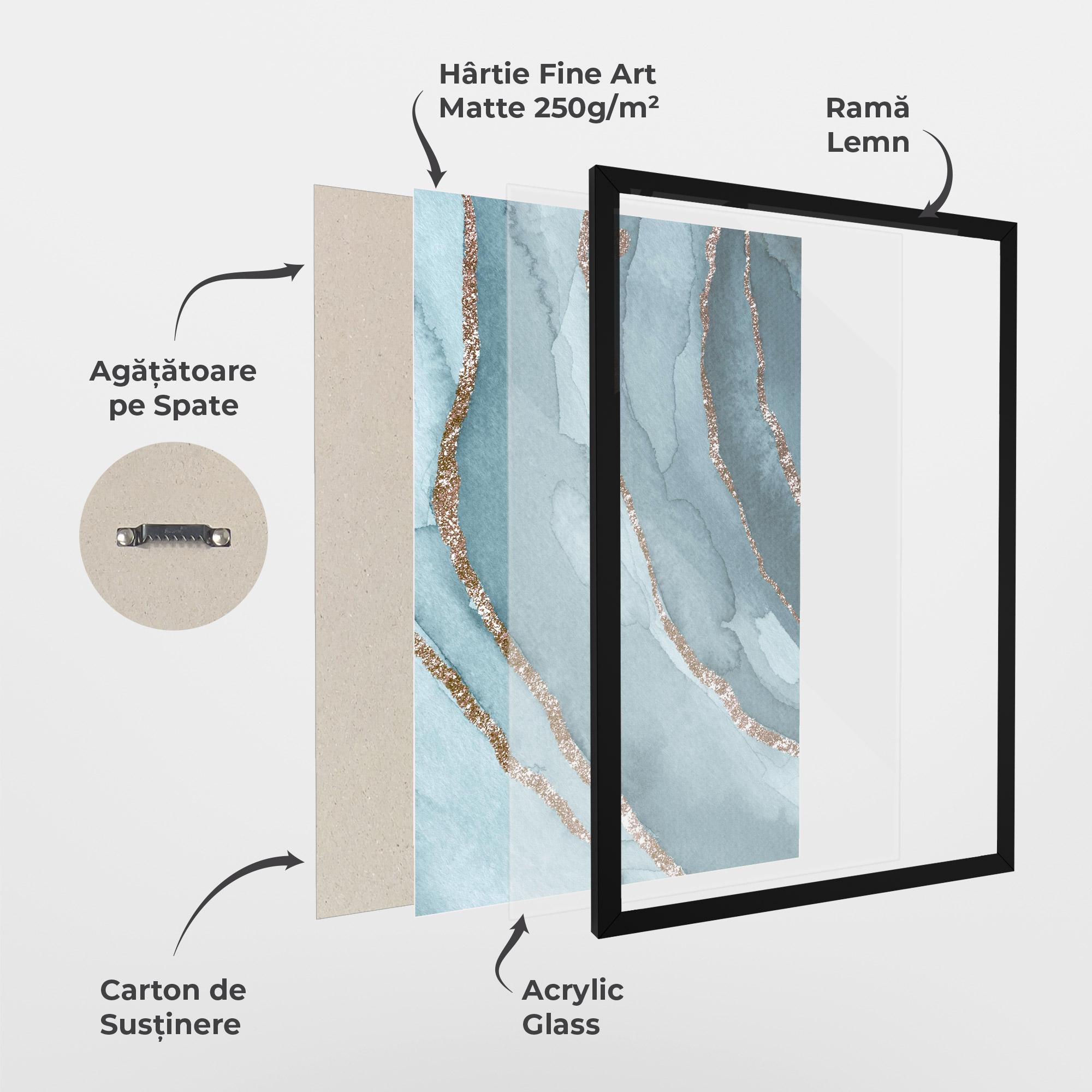 Poster Înrămat Blue Golden Glitter mockup 1