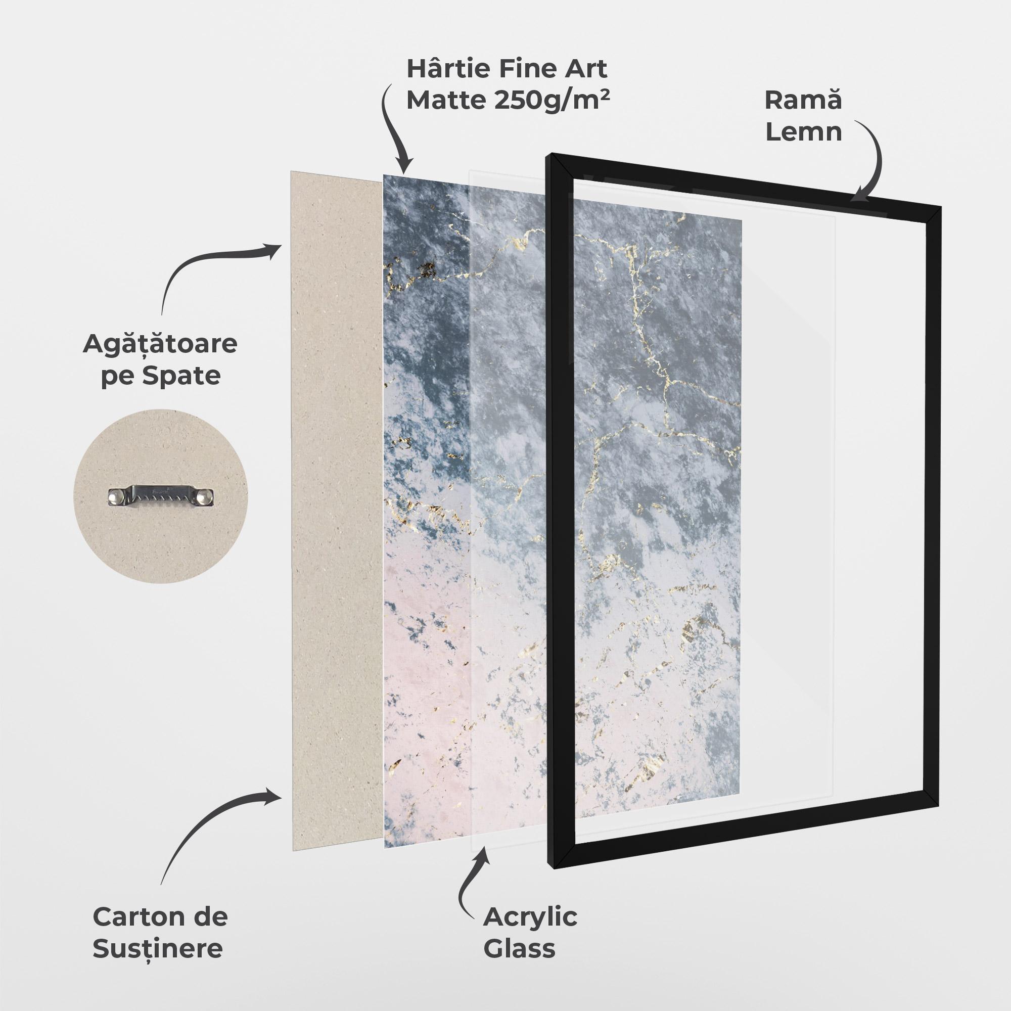 Poster Înrămat Blue Golden Lines mockup 1