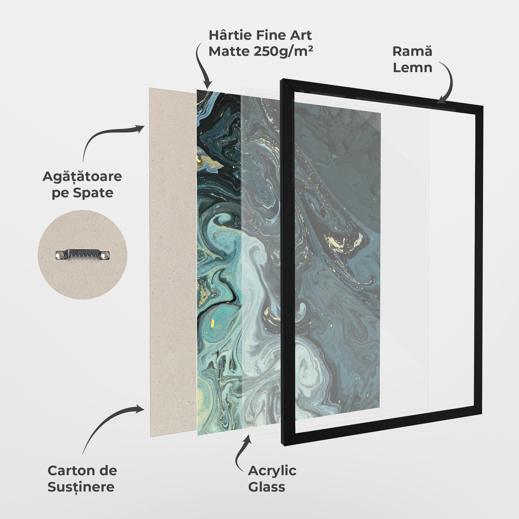 Poster Înrămat Dark Blue Golden Marble mockup 1