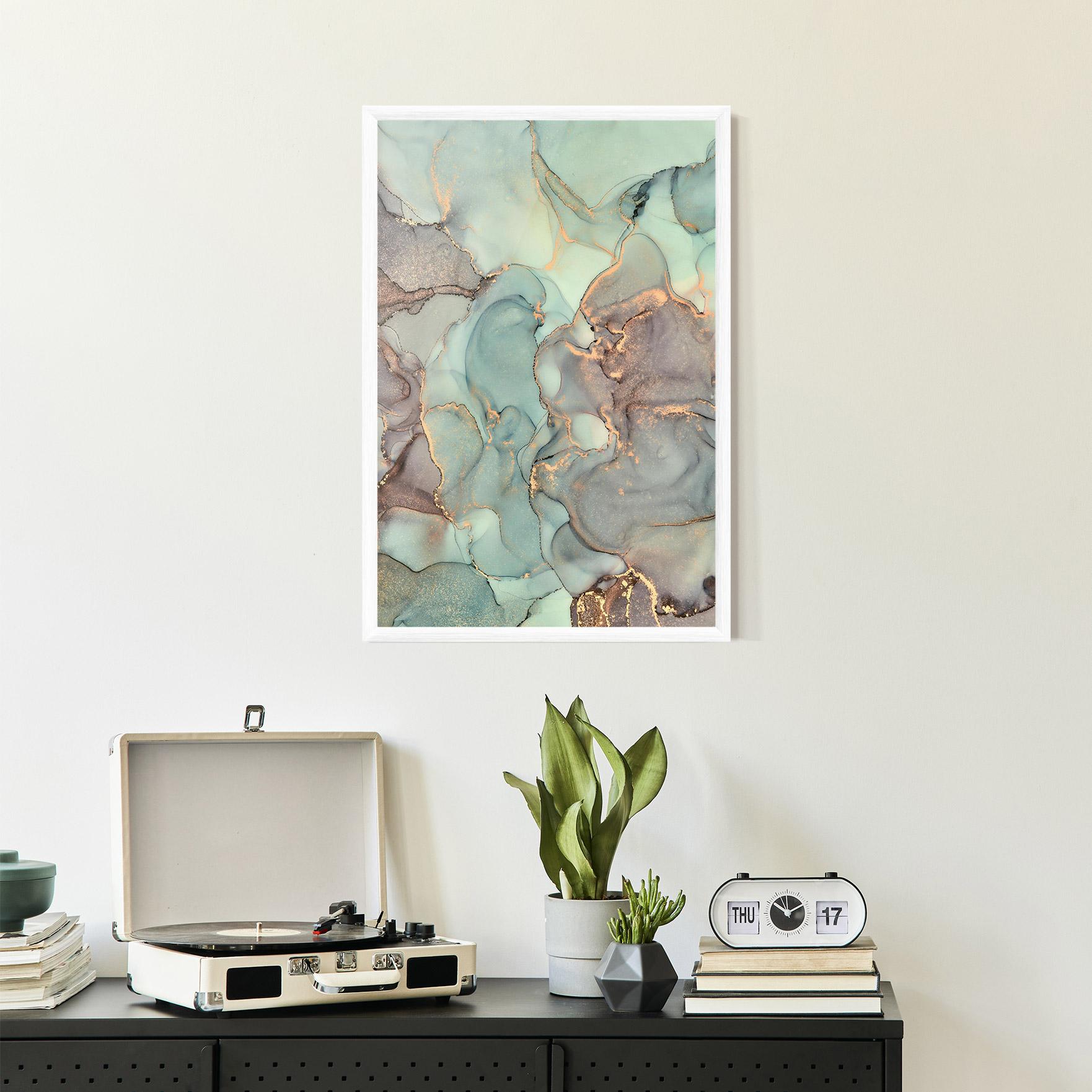 Poster Înrămat Abstract Turquoise Marble mockup 2