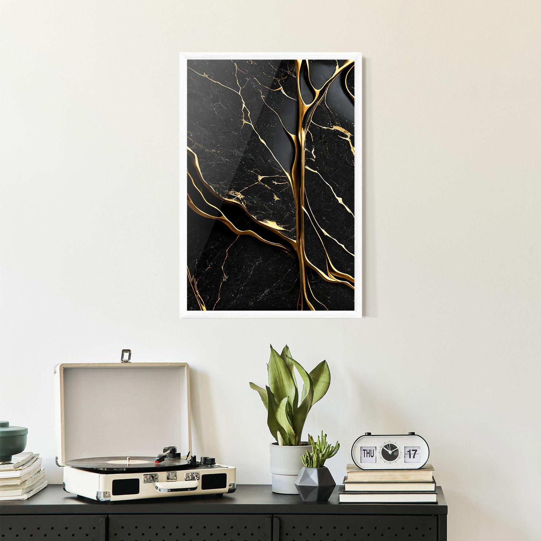 Poster Înrămat Black Square Marble mockup 2