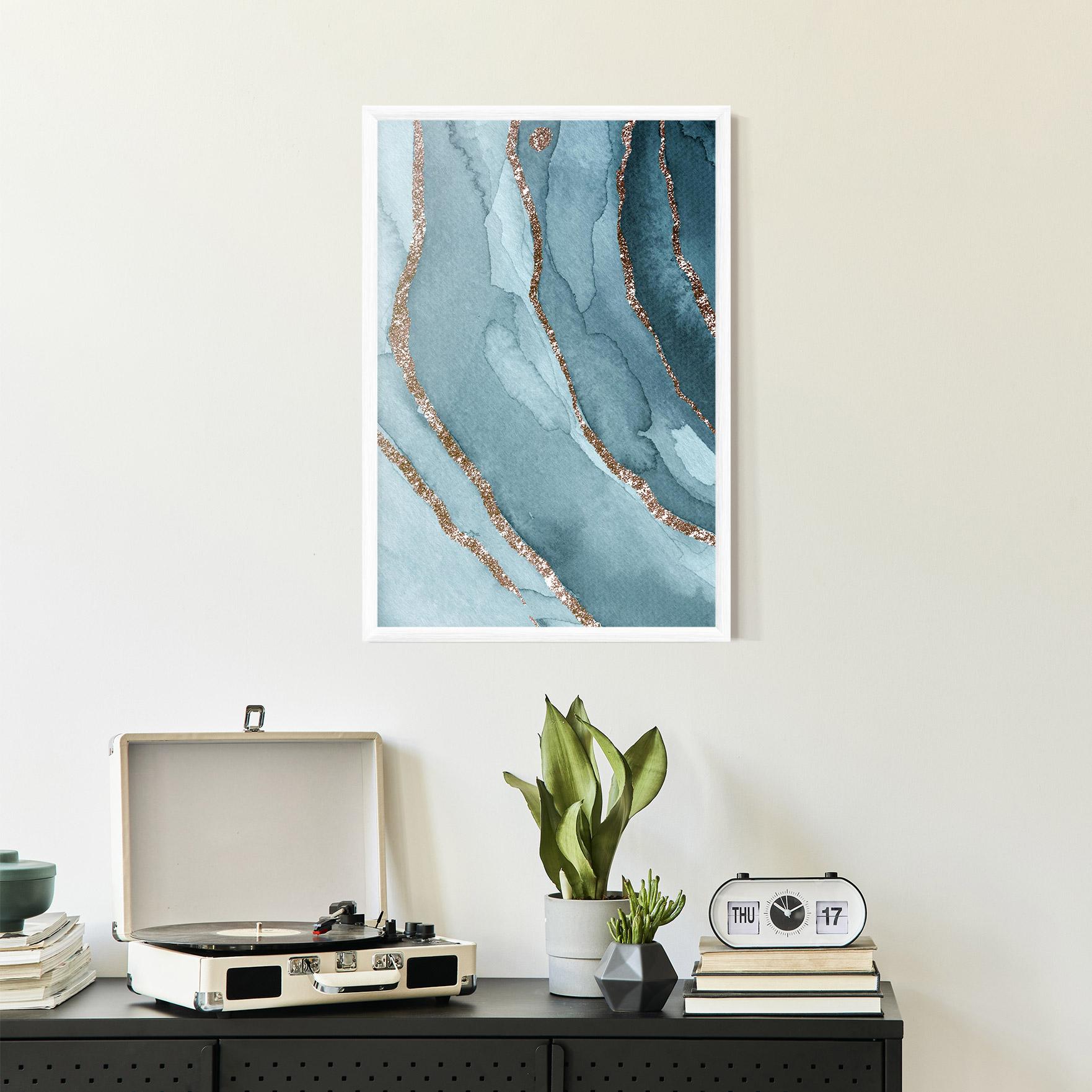 Poster Înrămat Blue Golden Glitter mockup 2