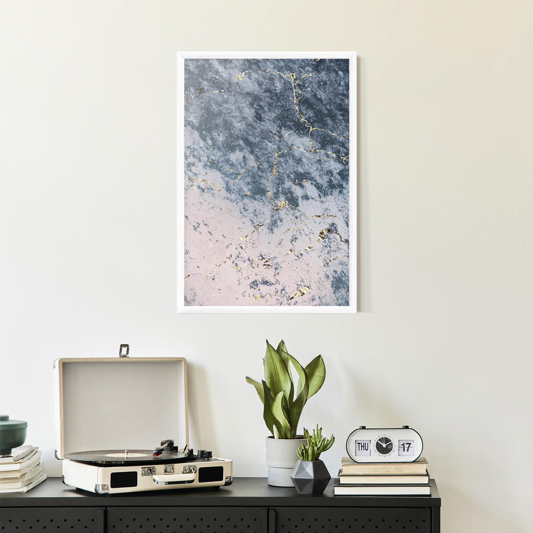 Poster Înrămat Blue Golden Lines mockup 2