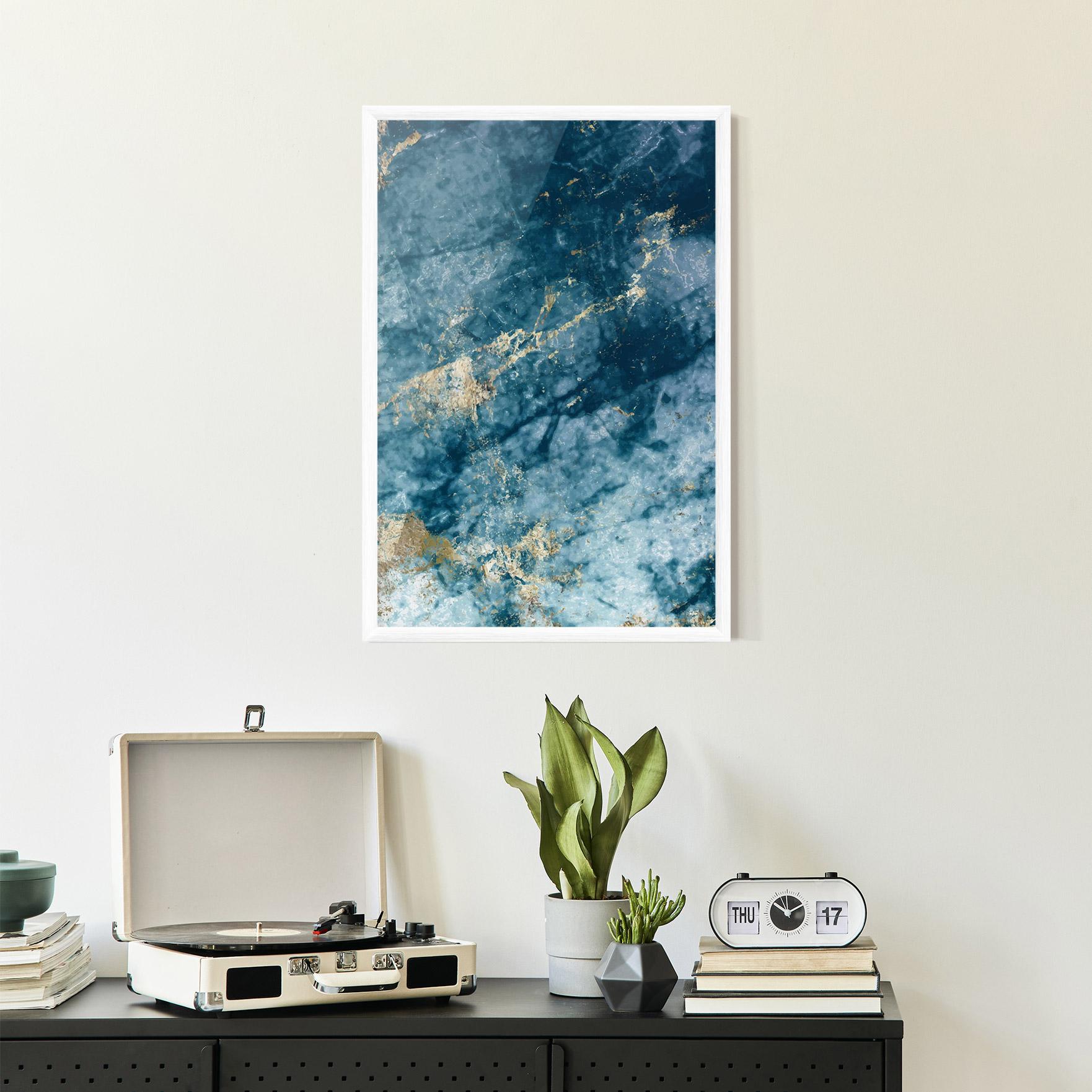 Poster Înrămat Blue Water Marble mockup 2