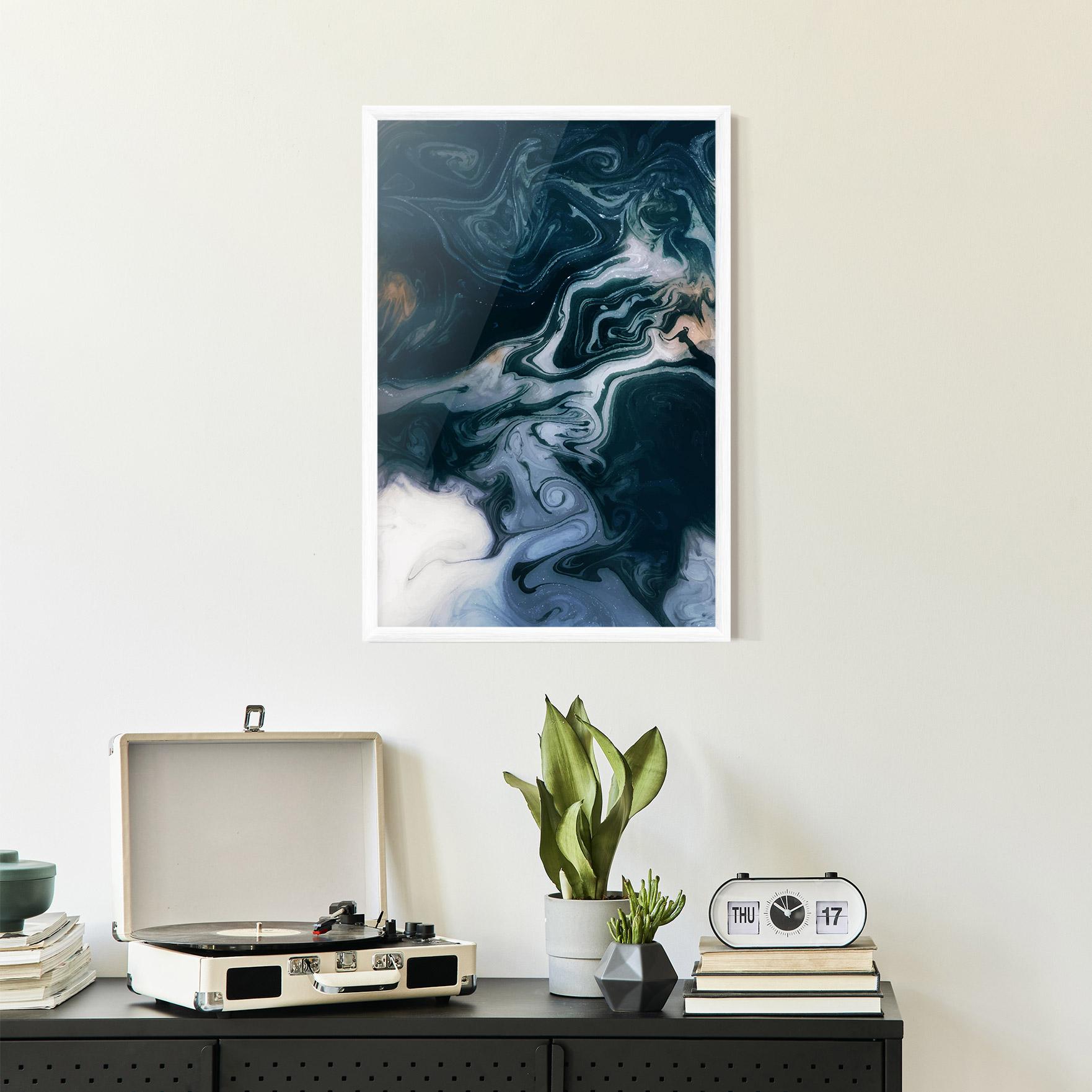 Poster Înrămat Dark Blue With White mockup 2