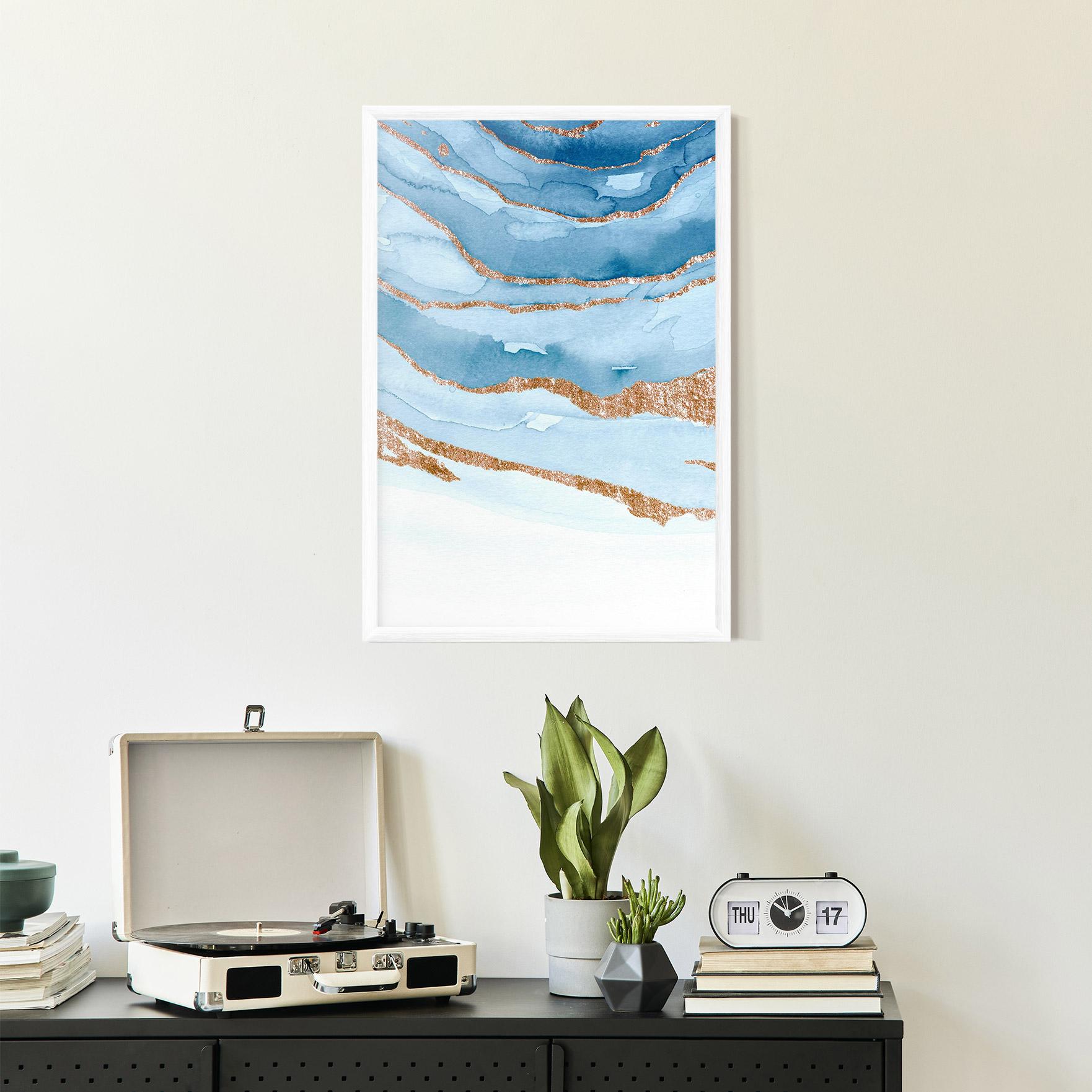 Poster Înrămat Golden Glitter Blue mockup 2