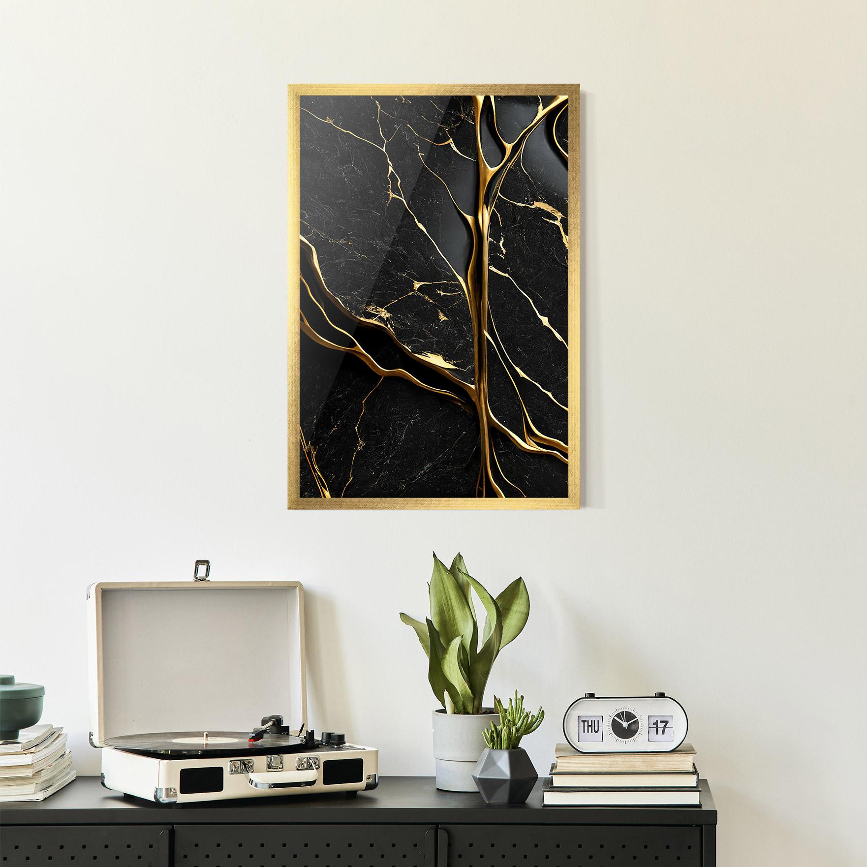 Poster Înrămat Black Square Marble mockup 2