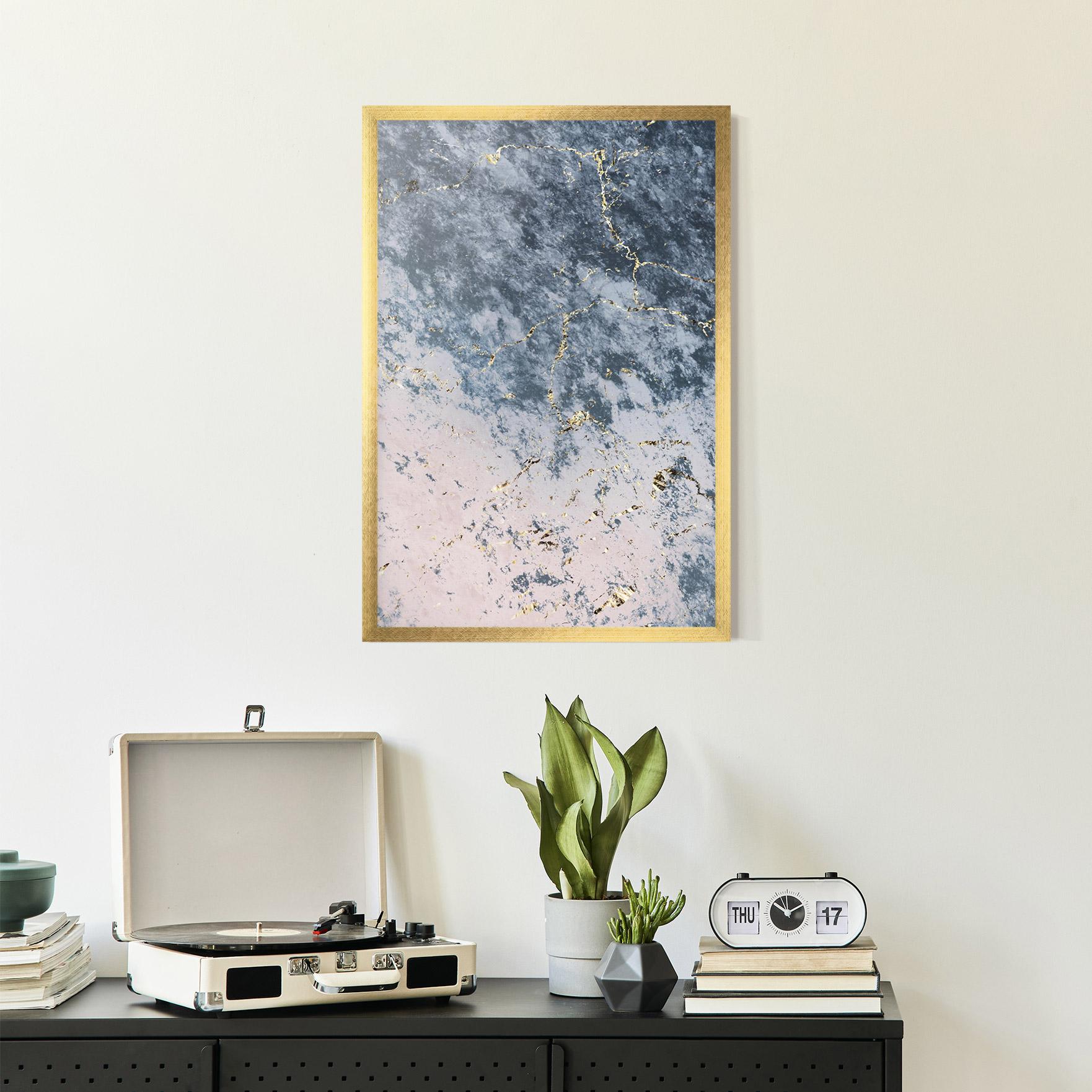 Poster Înrămat Blue Golden Lines mockup 2