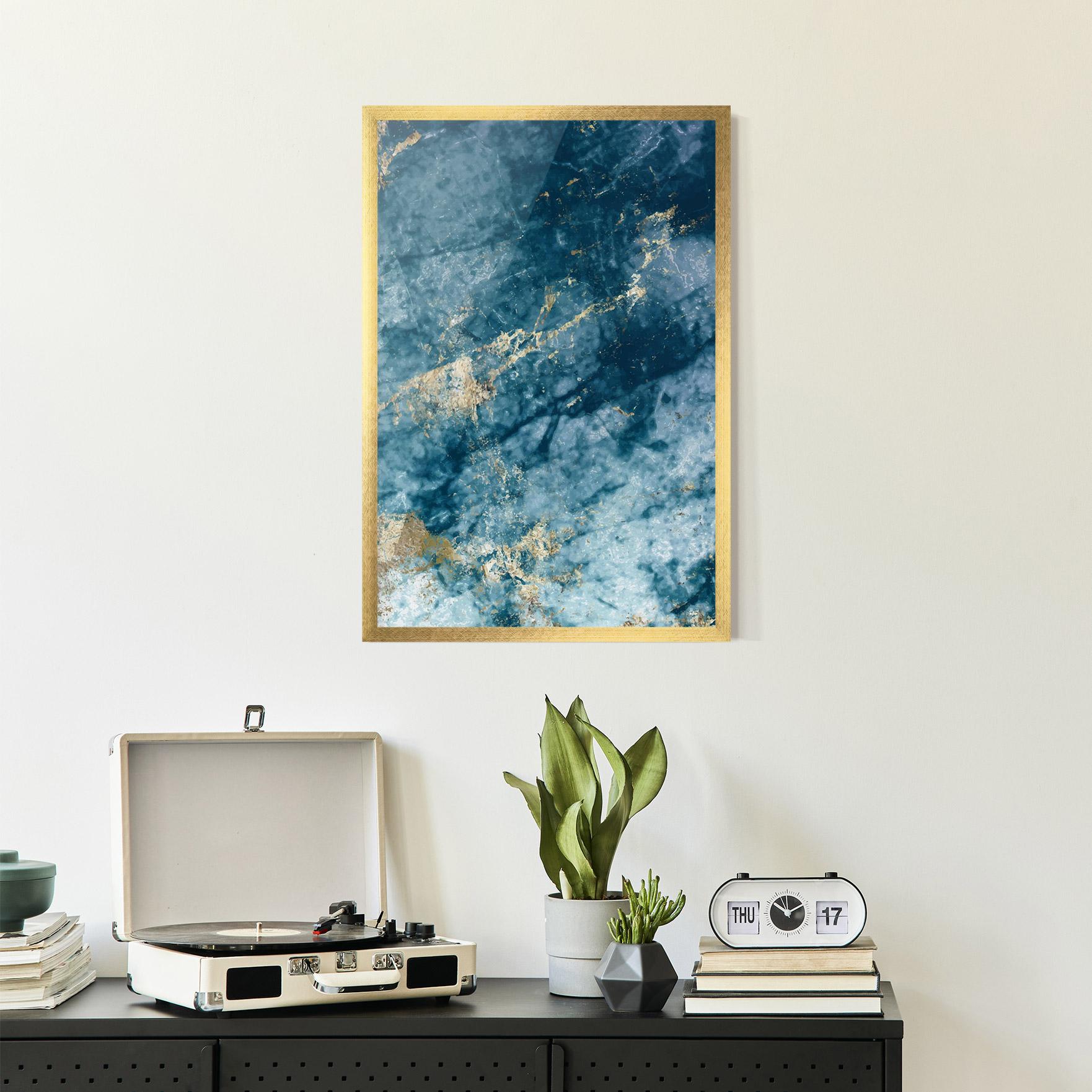 Poster Înrămat Blue Water Marble mockup 2