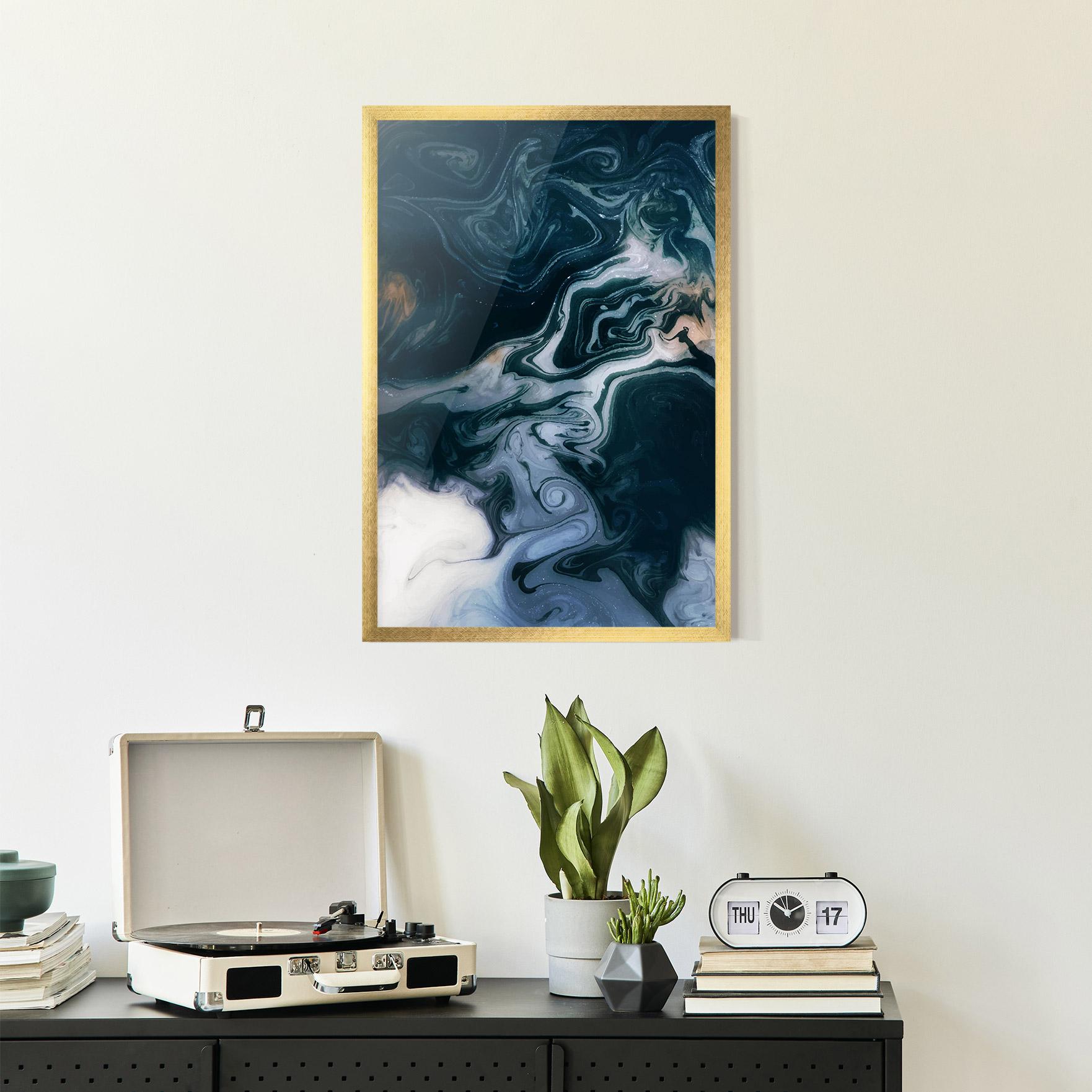 Poster Înrămat Dark Blue With White mockup 2