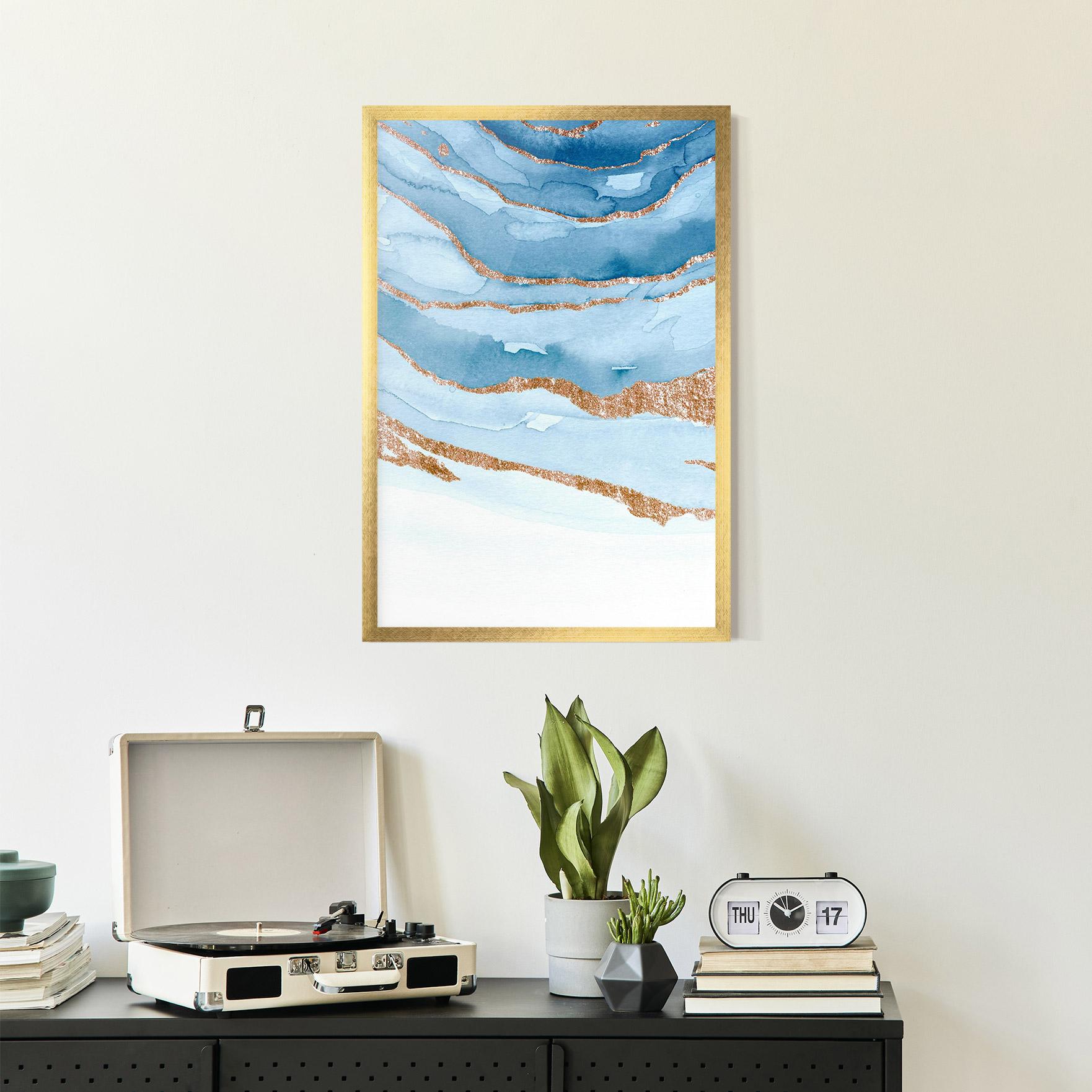 Poster Înrămat Golden Glitter Blue mockup 2