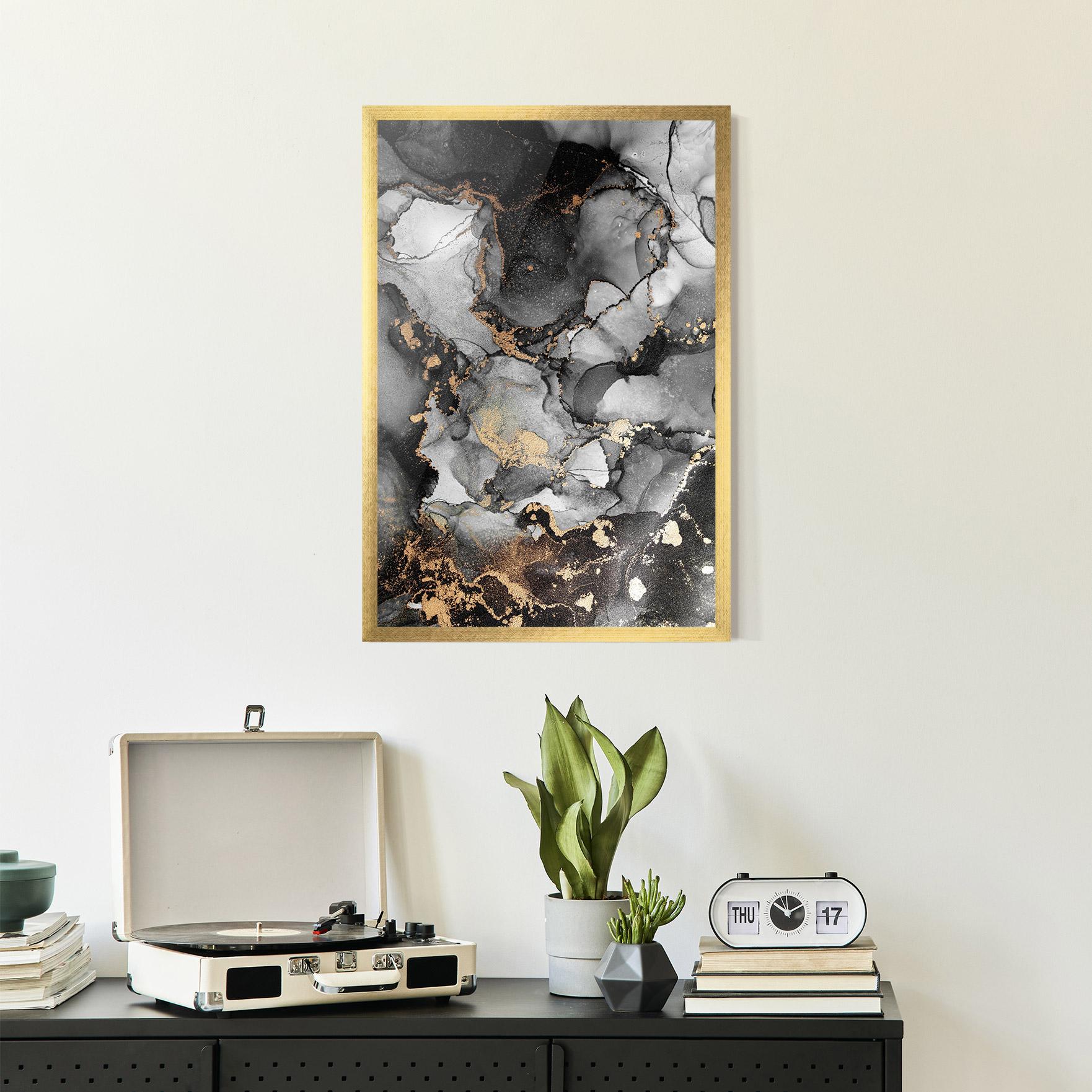 Poster Înrămat Grey Gold Marble mockup 2